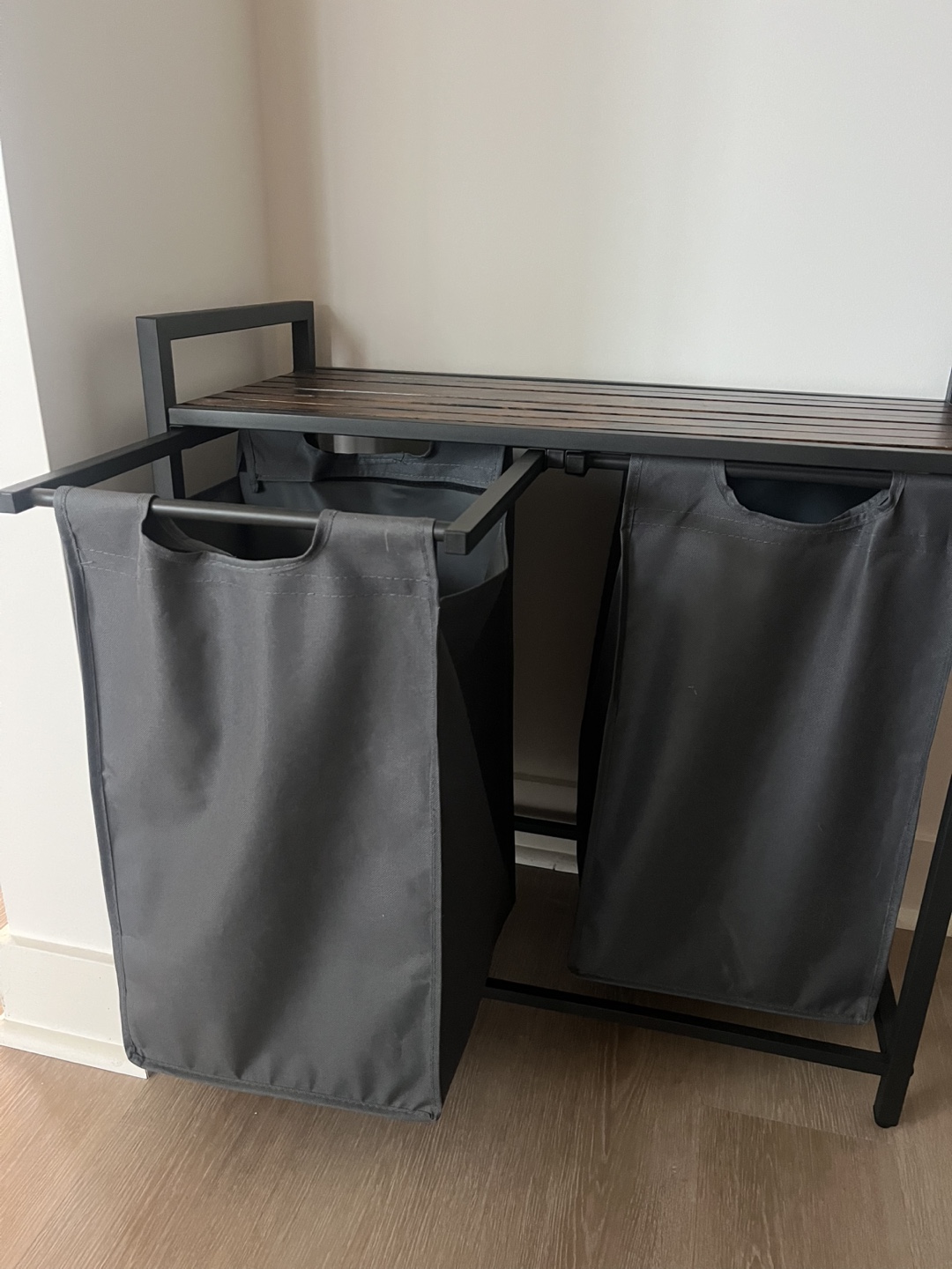 Double Laundry Hamper with Shelf - photo 2