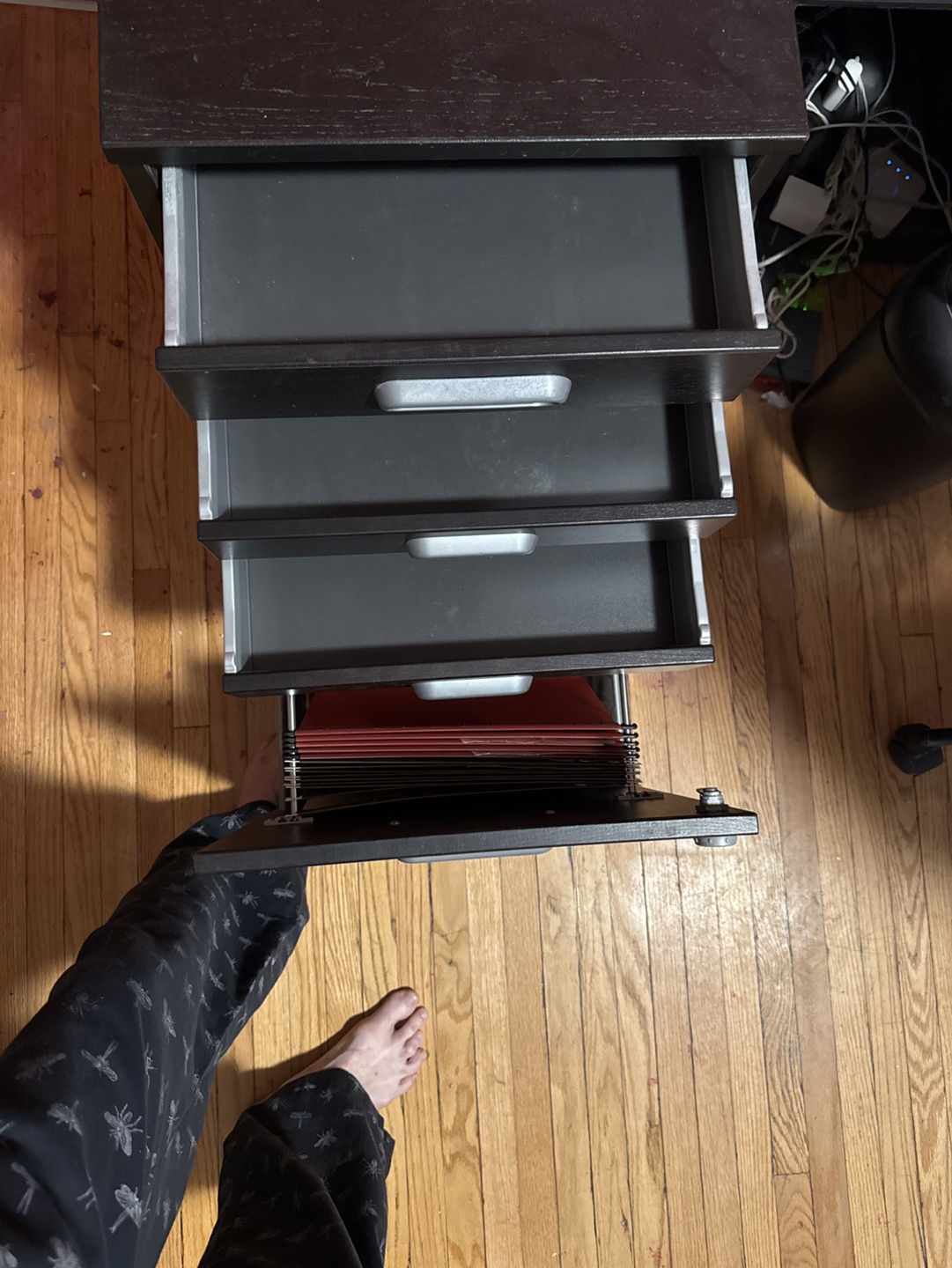 Black Mobile File Cabinet with Three Drawers - photo 4
