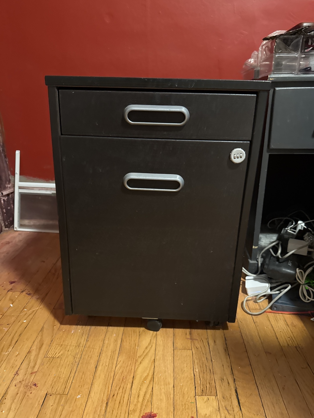 Black Mobile File Cabinet with Three Drawers
