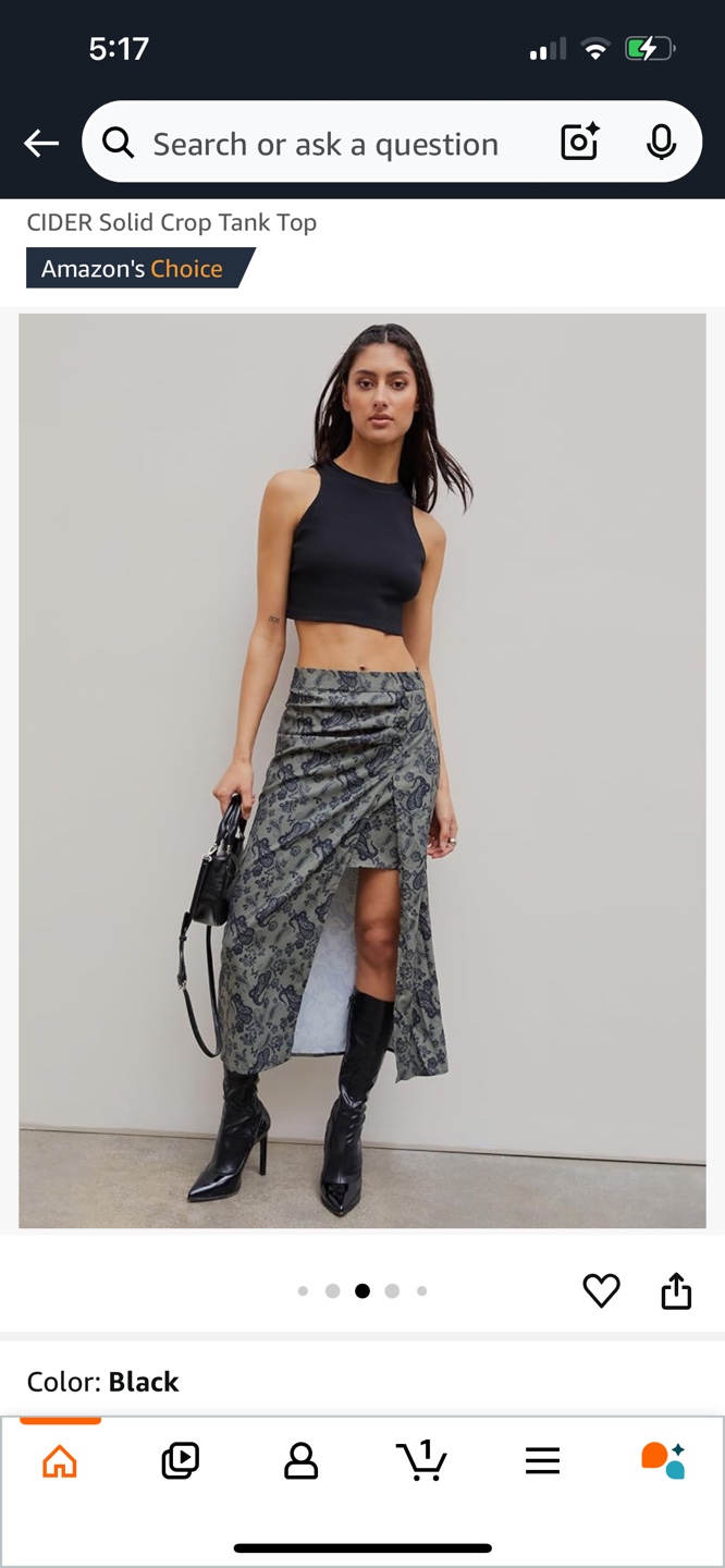 Cider Black Ribbed Crop Tank Top - Size Medium - photo 2