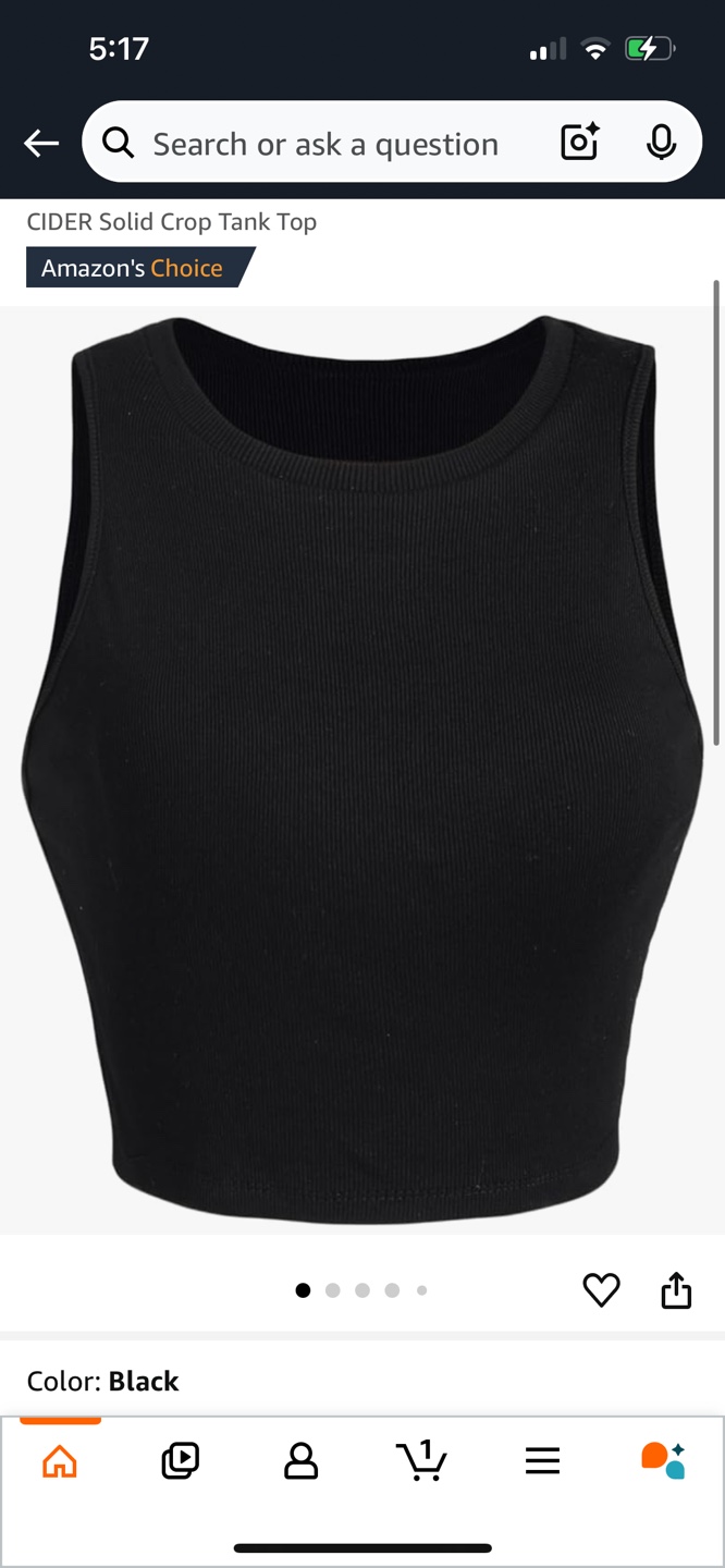 Cider Black Ribbed Crop Tank Top - Size Medium