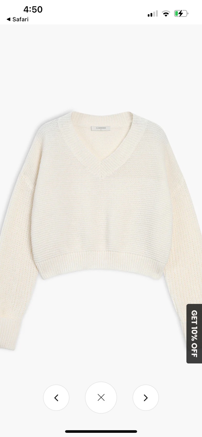 COMMENSE V-Neck Pullover Sweater Off-White