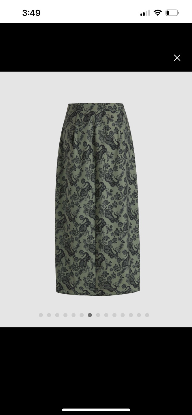 Green paisley print midi skirt with side slit - photo 5
