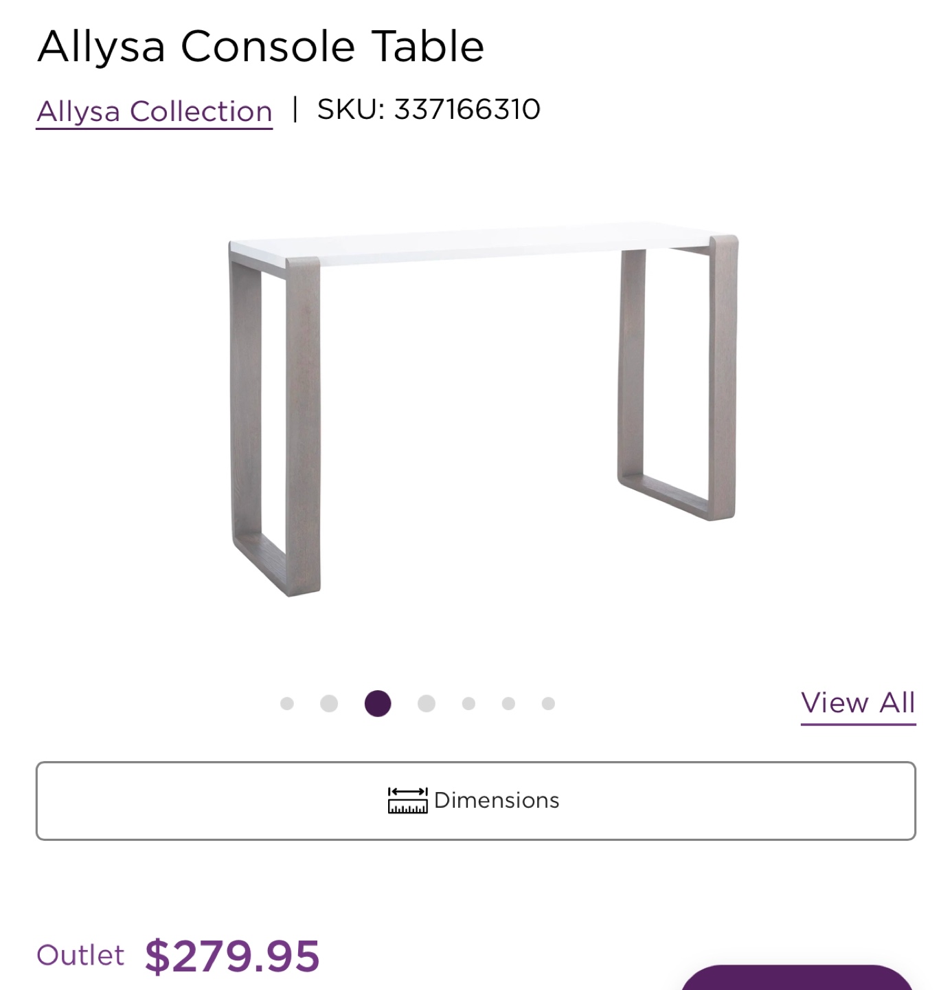 Allysa Console Table - White and Gray