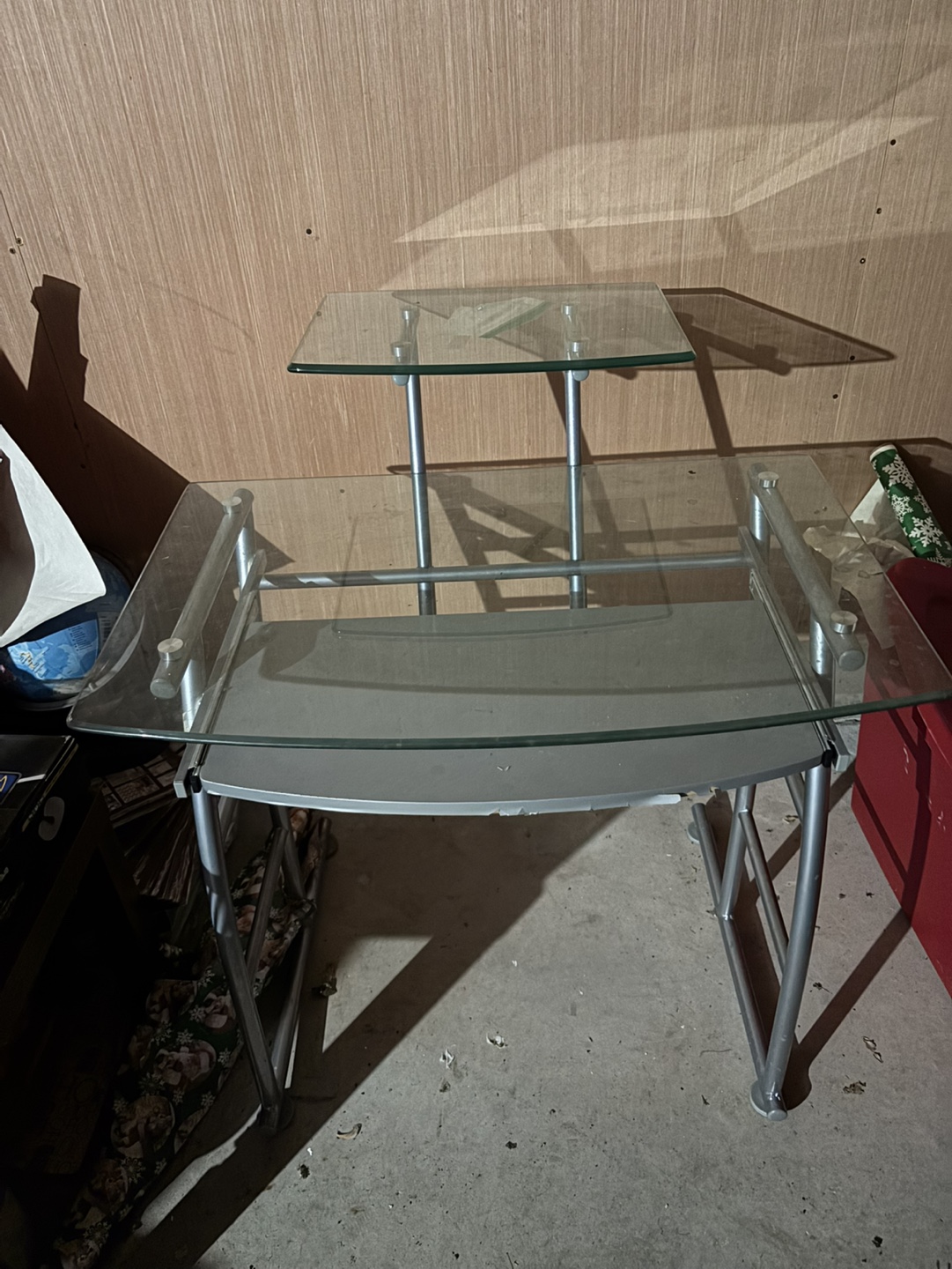 Glass Computer Desk with Keyboard Tray
