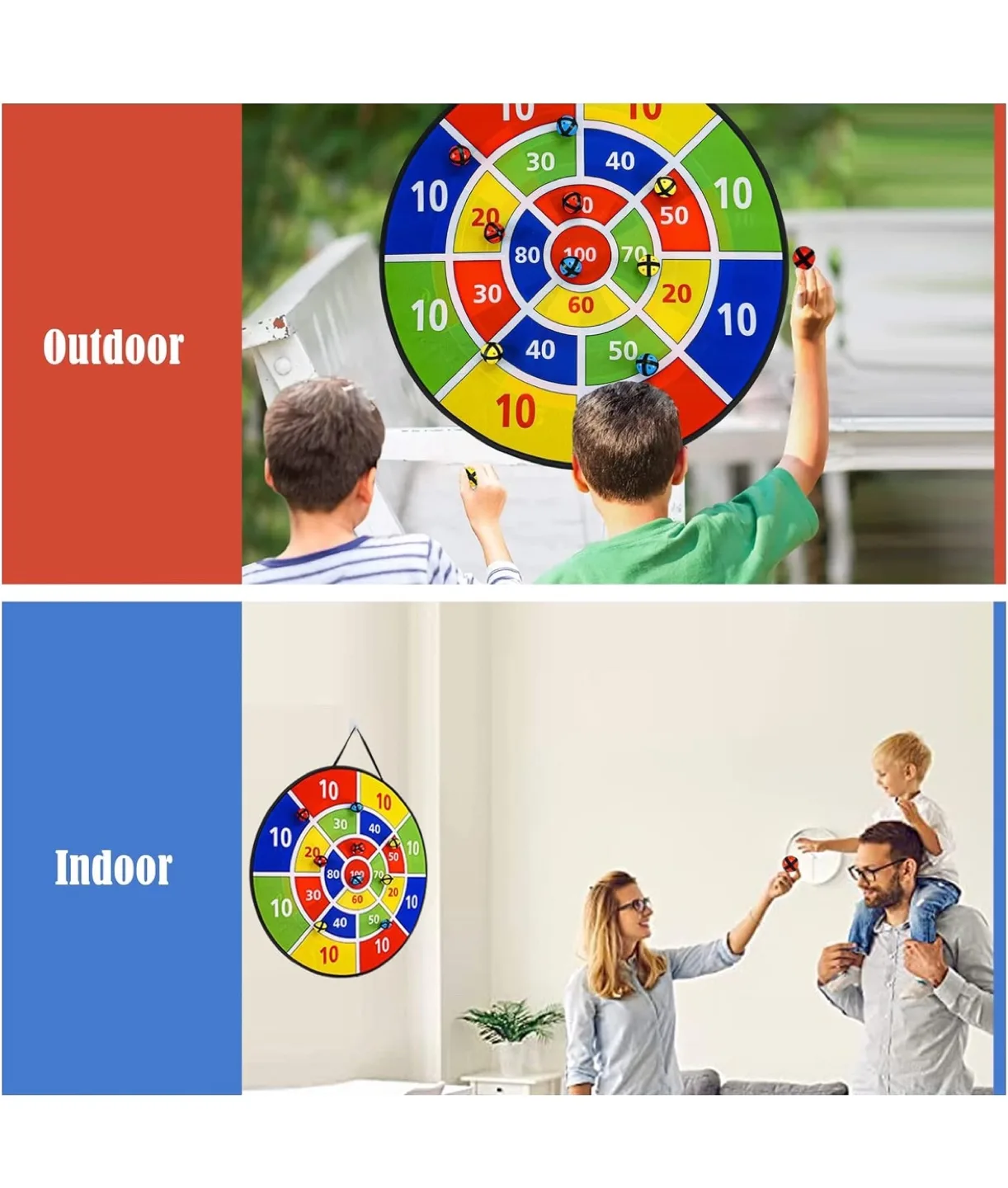 New Double-Sided Hanging Dartboard Game Set for Kids and Adults image indicator(3)