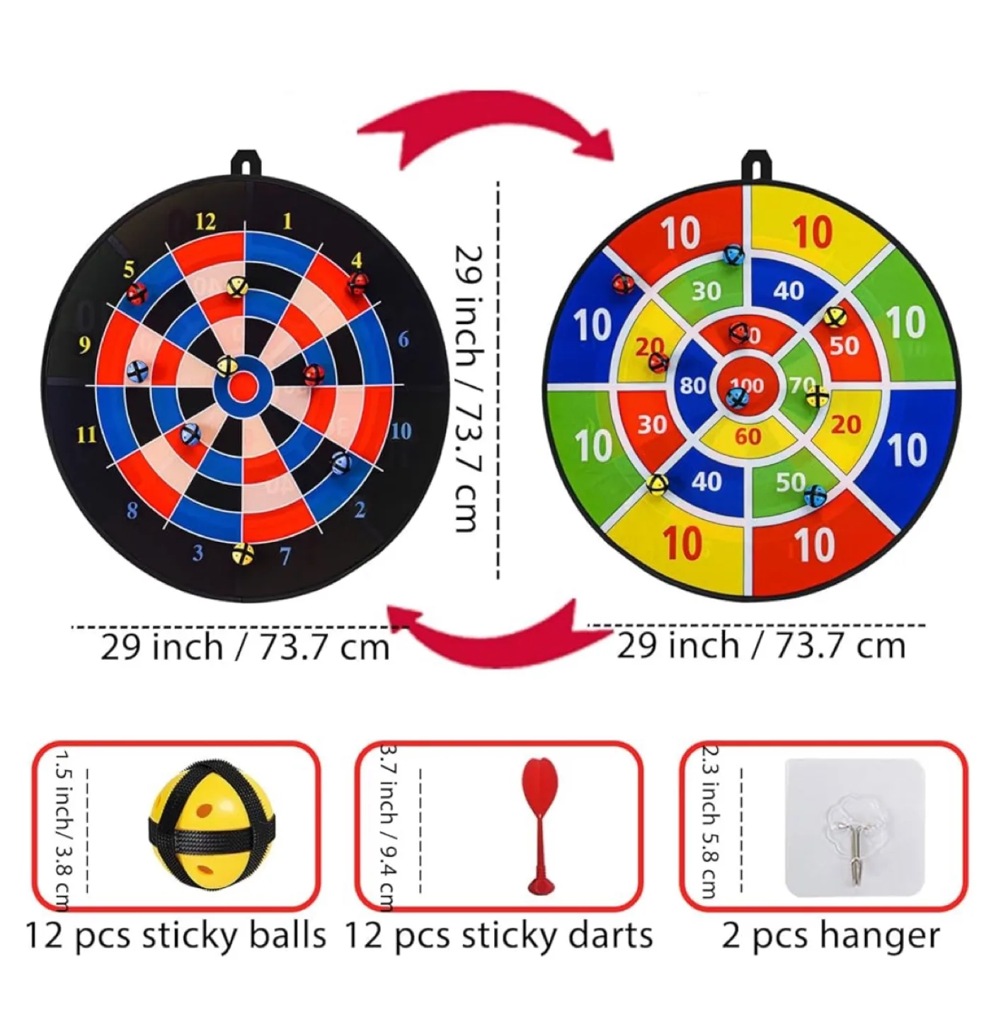 New Double-Sided Hanging Dartboard Game Set for Kids and Adults image indicator(4)