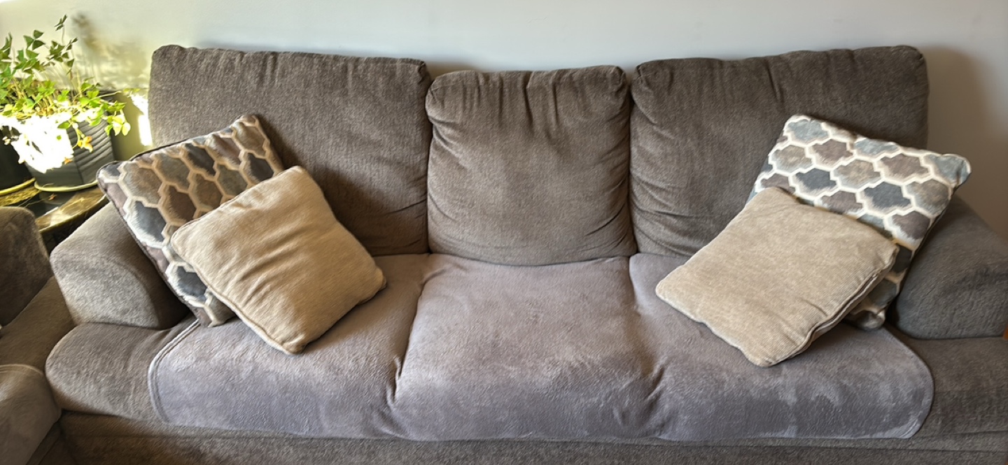 2 Grey Sectional Sofa with Throw Pillows