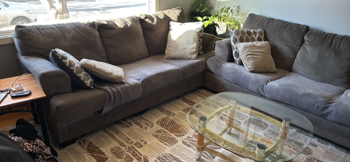 2 Grey Sectional Sofa with Throw Pillows - photo 3