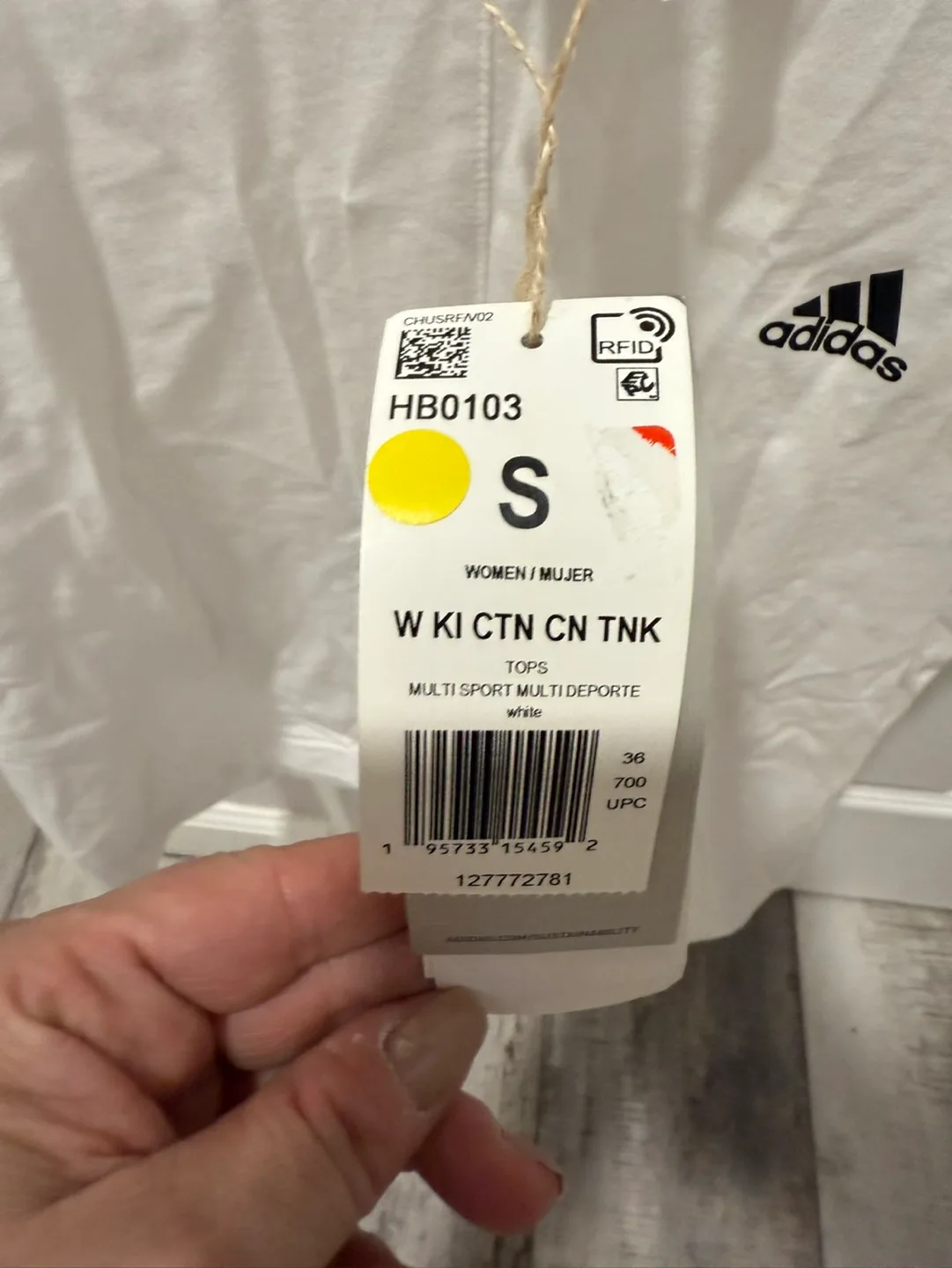 Adidas Women's White Sleeveless Cropped Tank Top - Size Small image indicator(3)