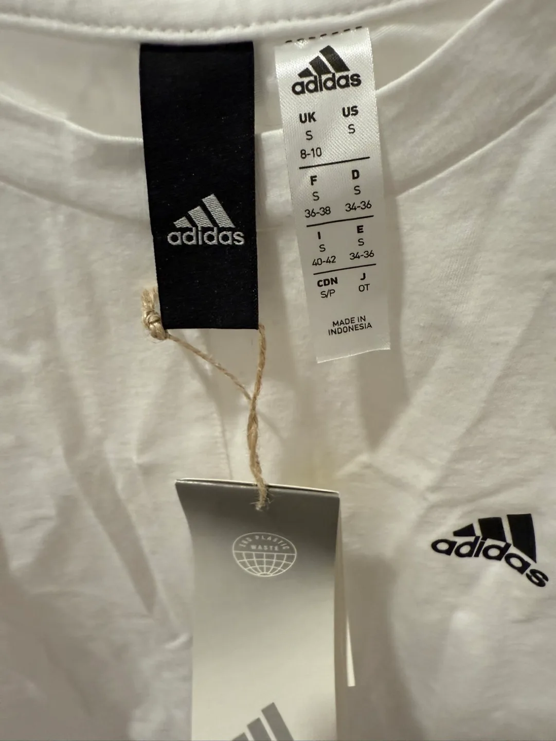 Adidas Women's White Sleeveless Cropped Tank Top - Size Small image indicator(4)