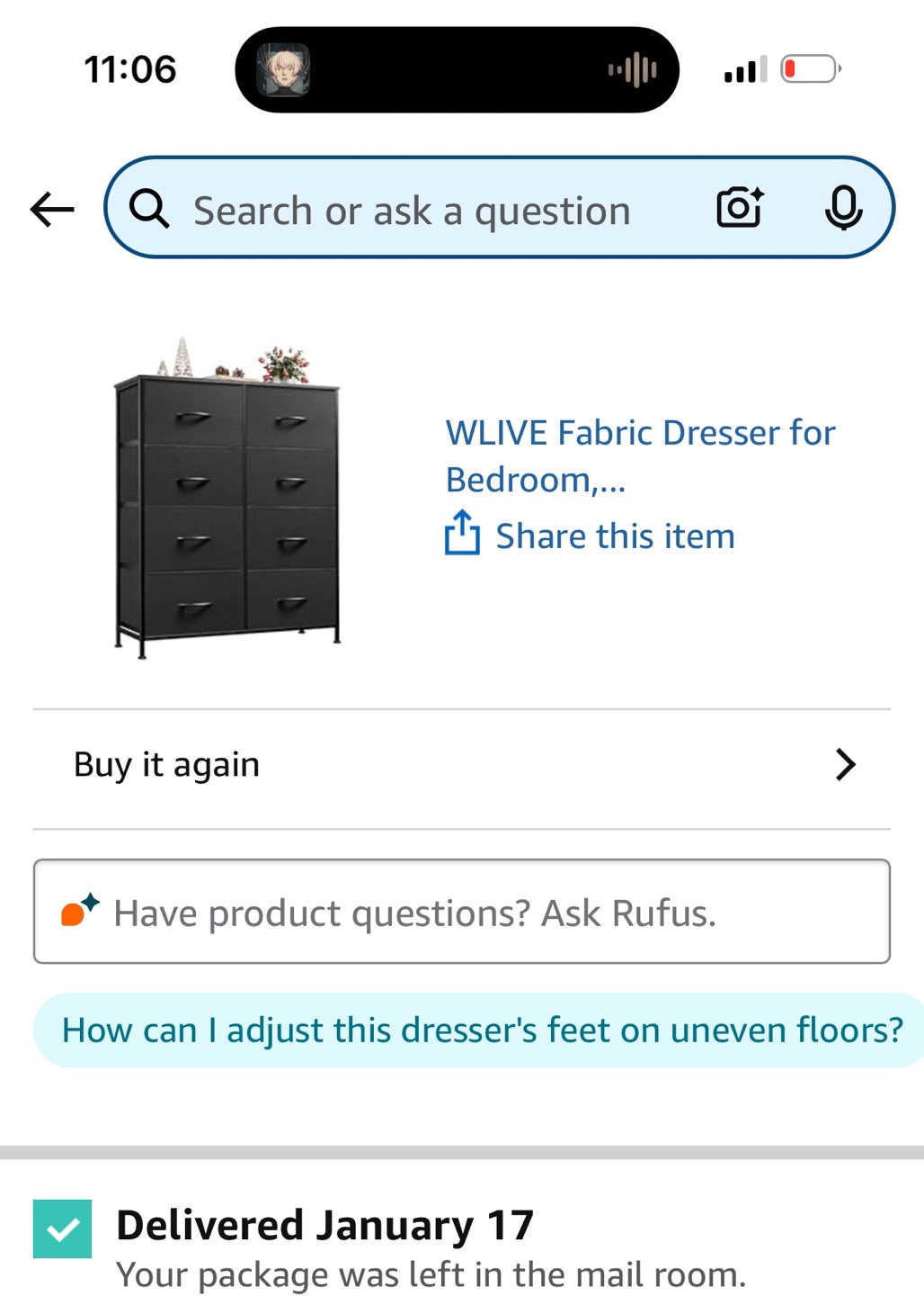 Fabric Dresser - Black