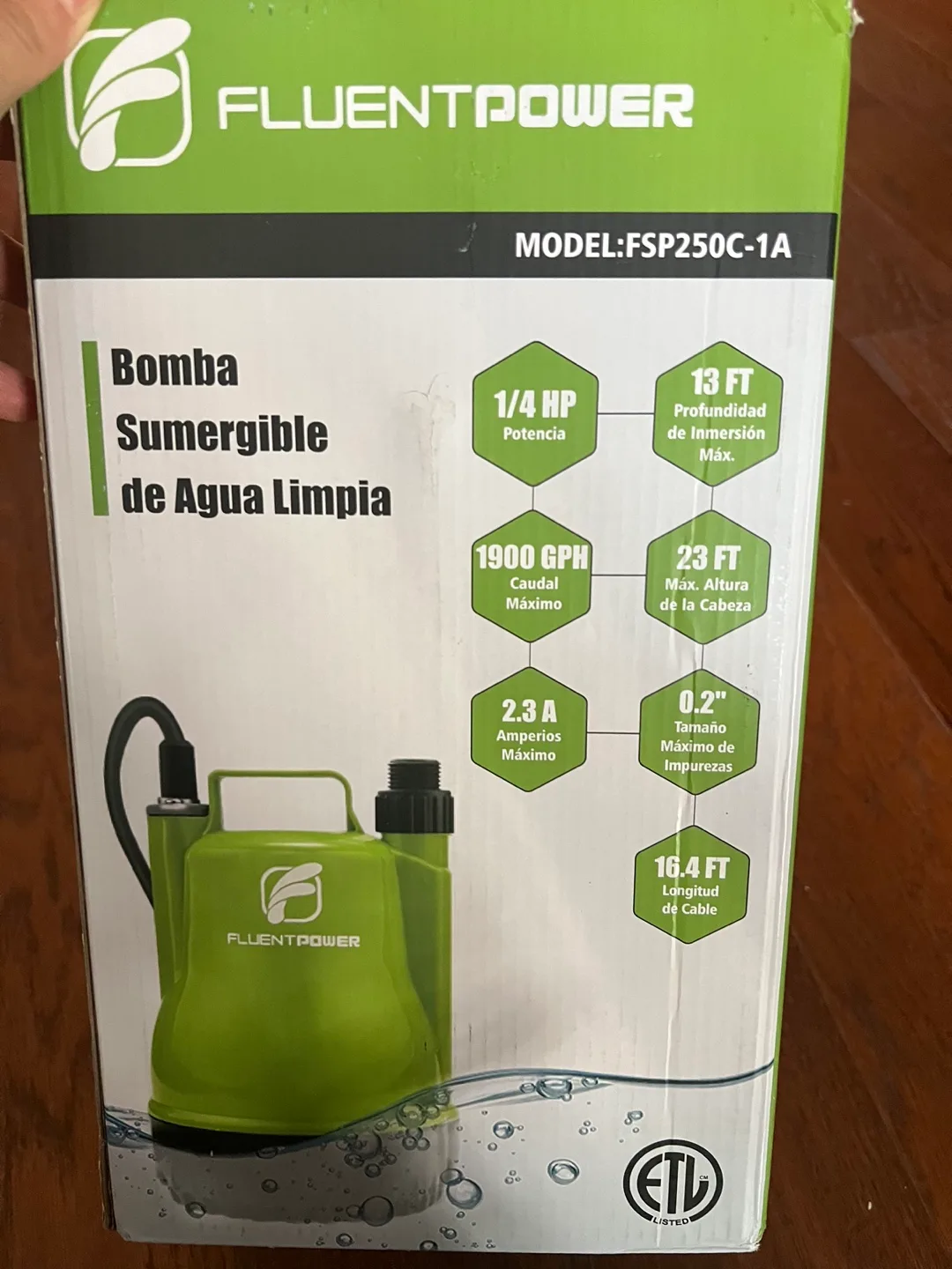 FLUENTPOWER 1/4 HP 1900 GPH Submersible Utility Pump image indicator(3)