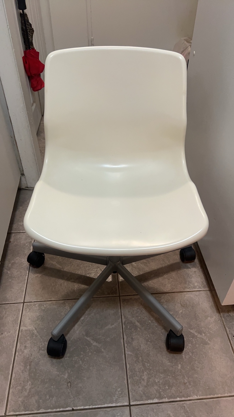 White Swivel Chair with Silver Base