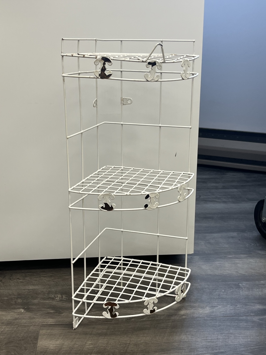 White Metal Corner Shelf Unit