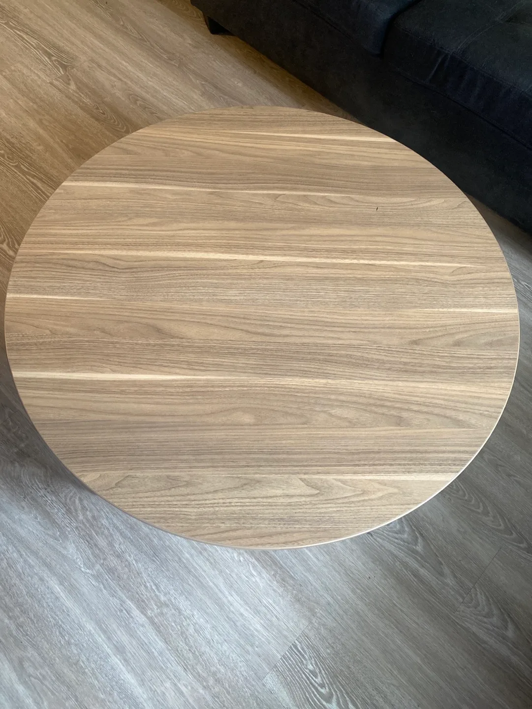 Round Coffee Table with Wood Top and Black Legs thumbnail
