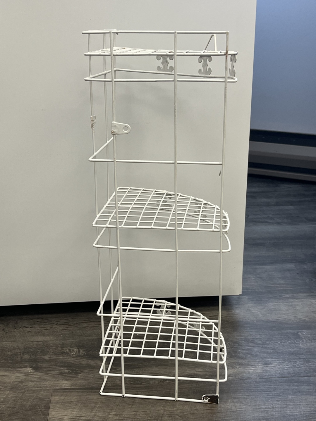 White Metal Corner Shelf Unit - photo 3