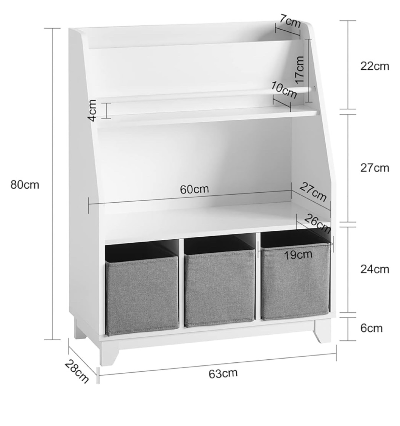 White Children's Bookcase with Storage Bins - photo 4