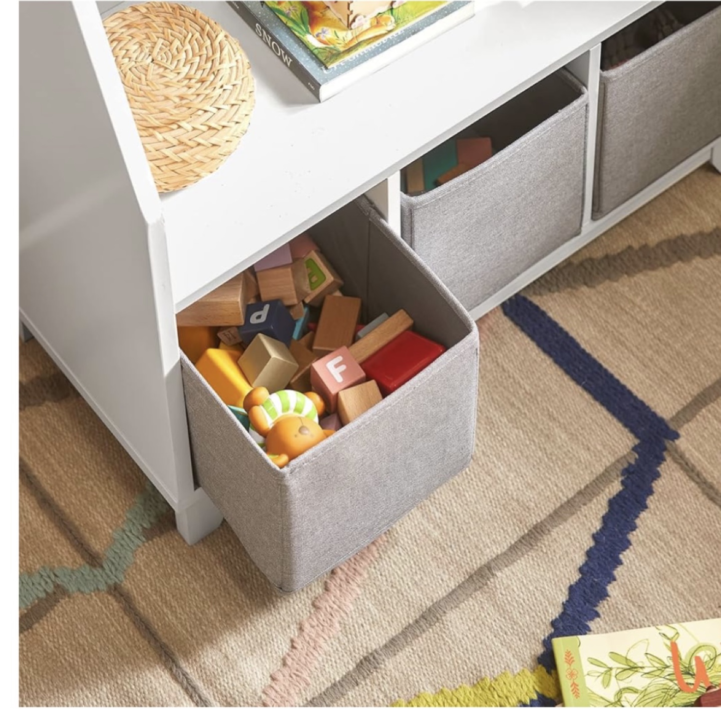White Children's Bookcase with Storage Bins - photo 2