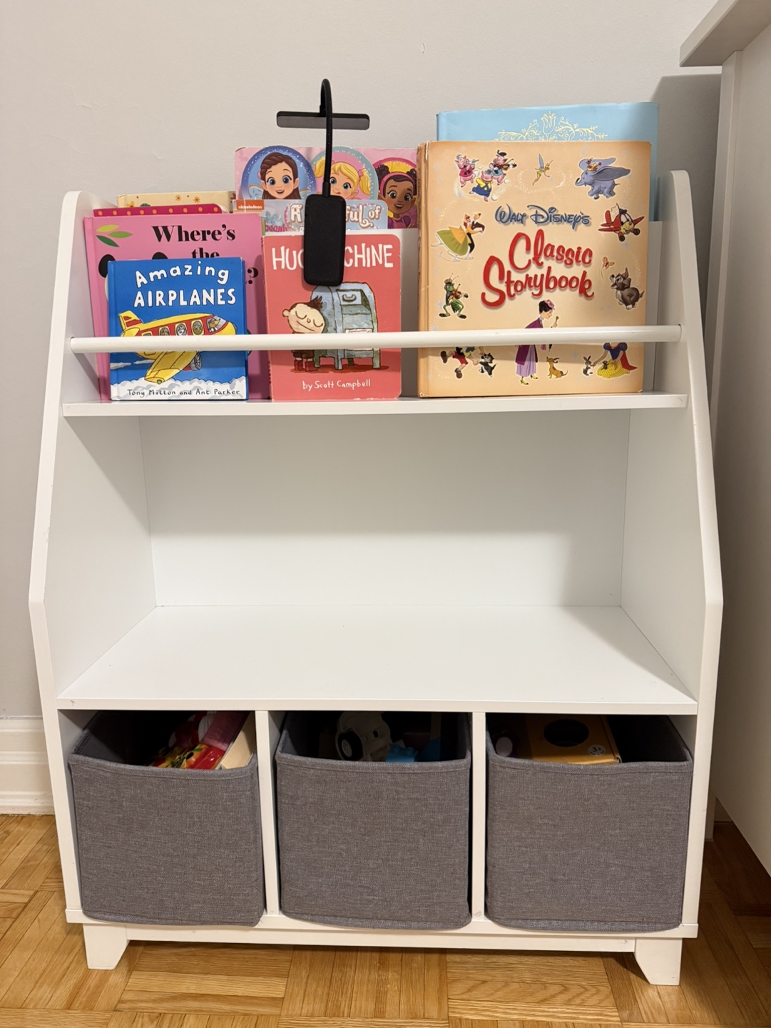 White Children's Bookcase with Storage Bins