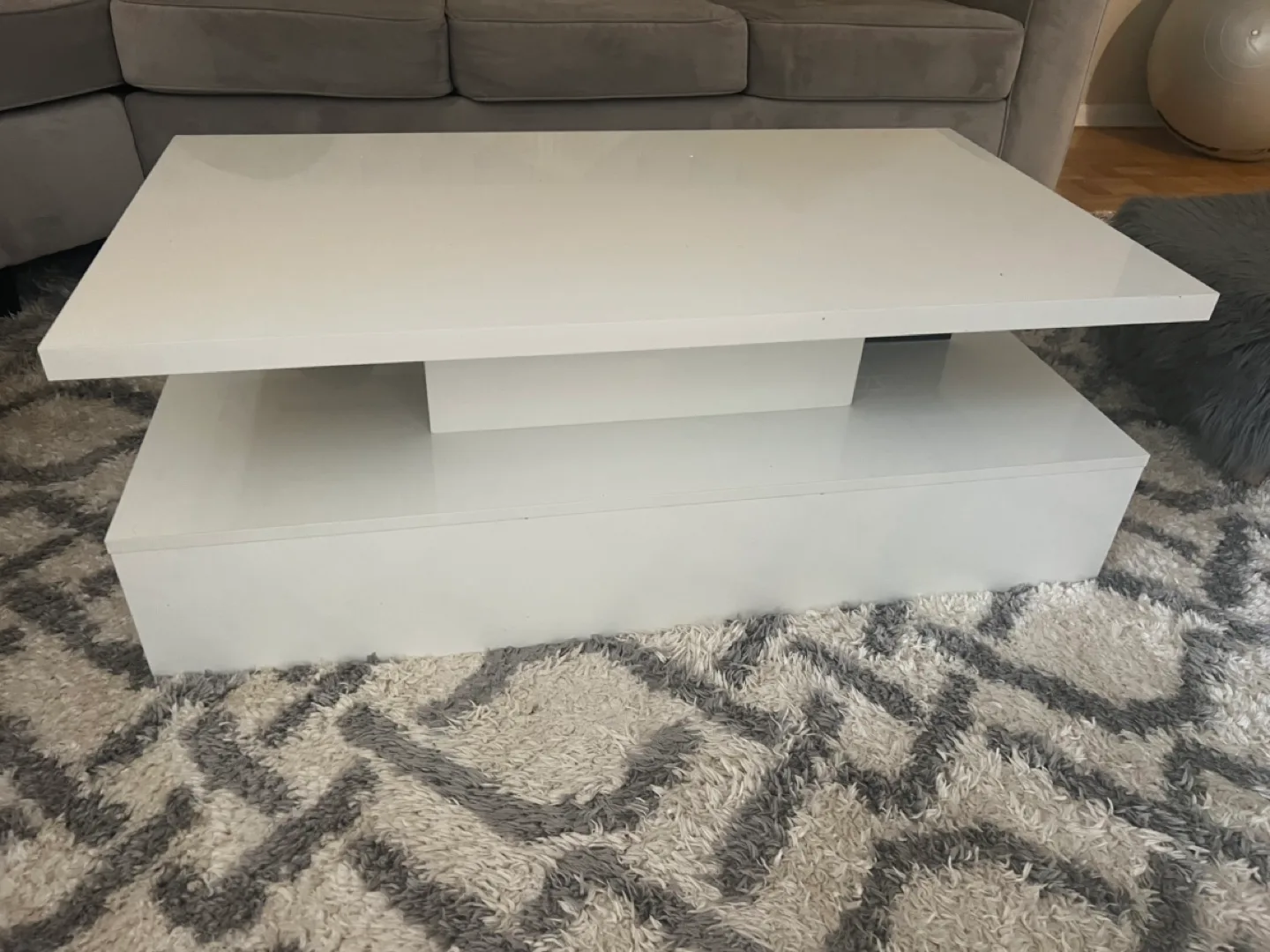 Modern White Coffee Table with Lower Shelf thumbnail