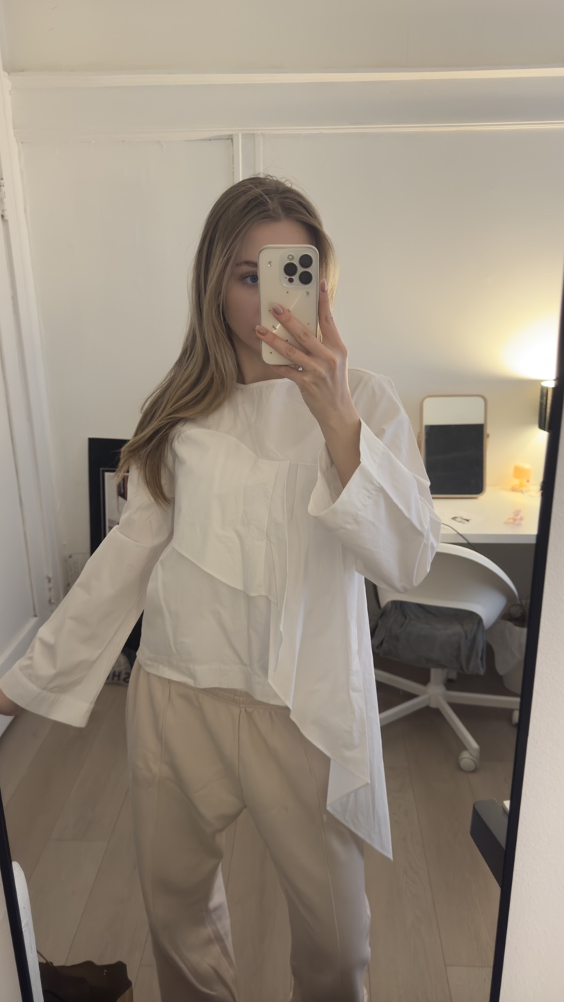 Zara White Asymmetrical Blouse Size Small - photo 3