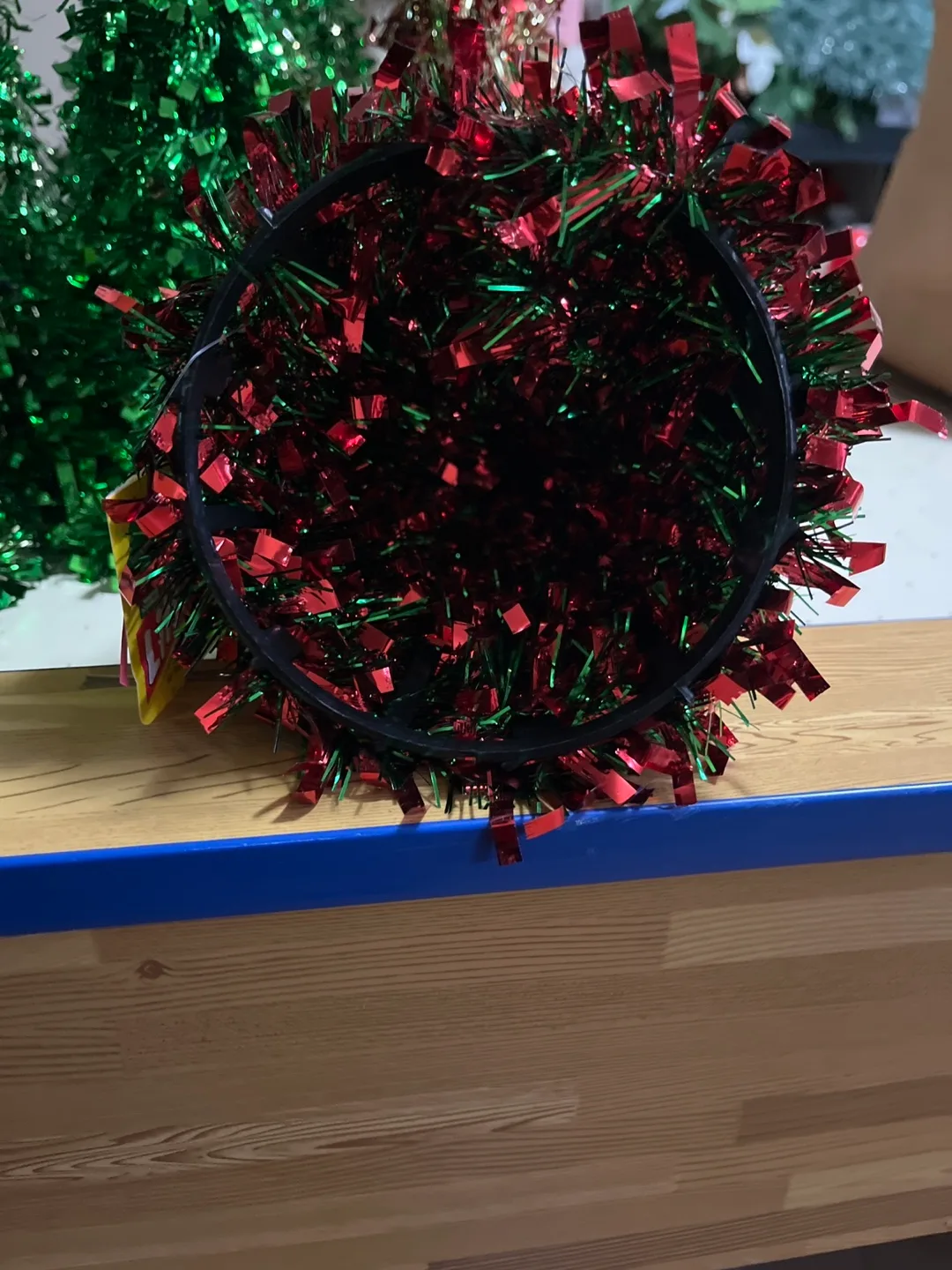 Lot of 13 Tinsel Christmas Trees - Green and Red image indicator(4)