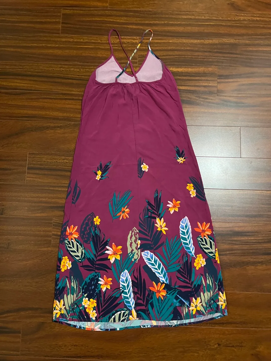 Old Navy womens small petite fuchsia tropical print maxi dress image indicator(4)