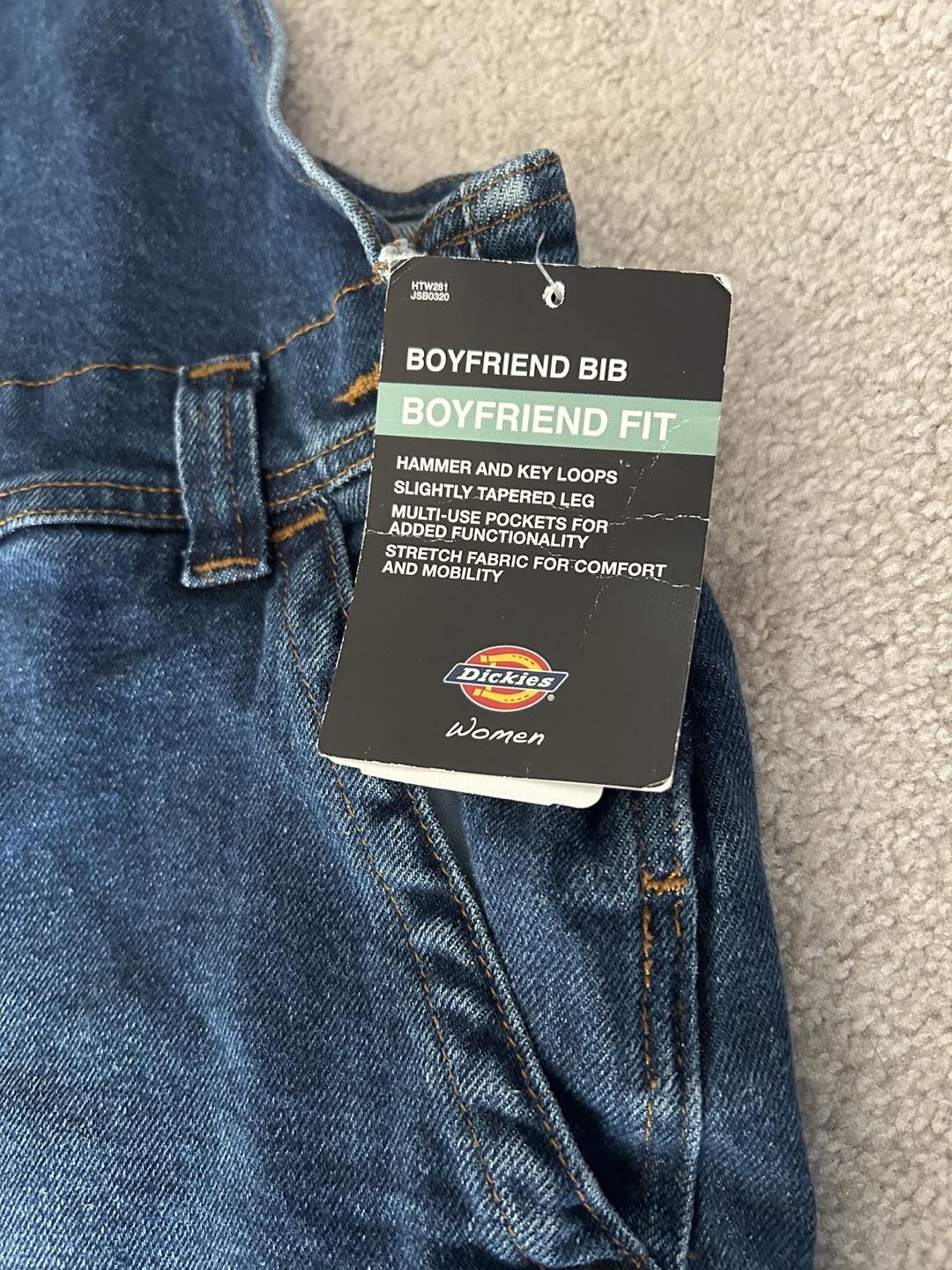 Dickies Women's Boyfriend Bib Overalls - Size Large - photo 3