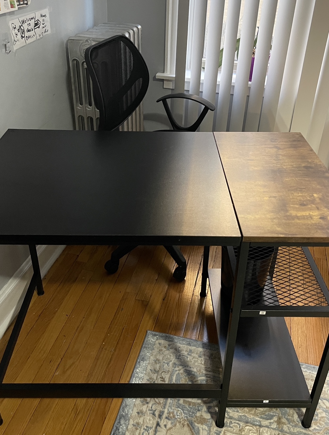 Computer Desk with Side Shelf and chair