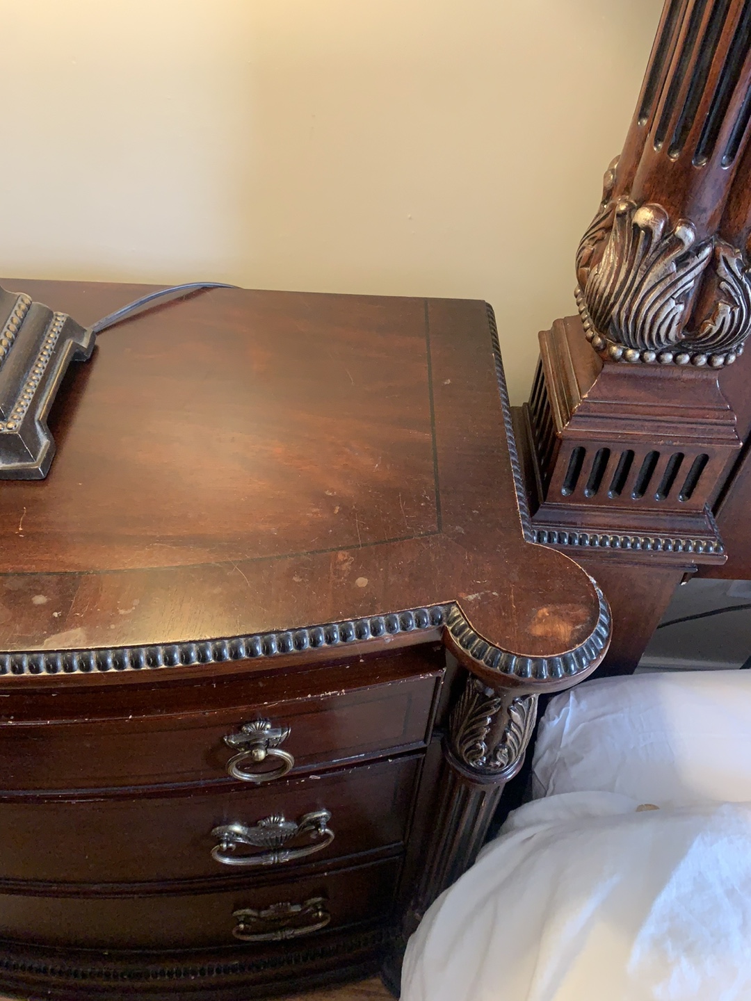 Dark Wood Three-Drawer Nightstand - photo 5