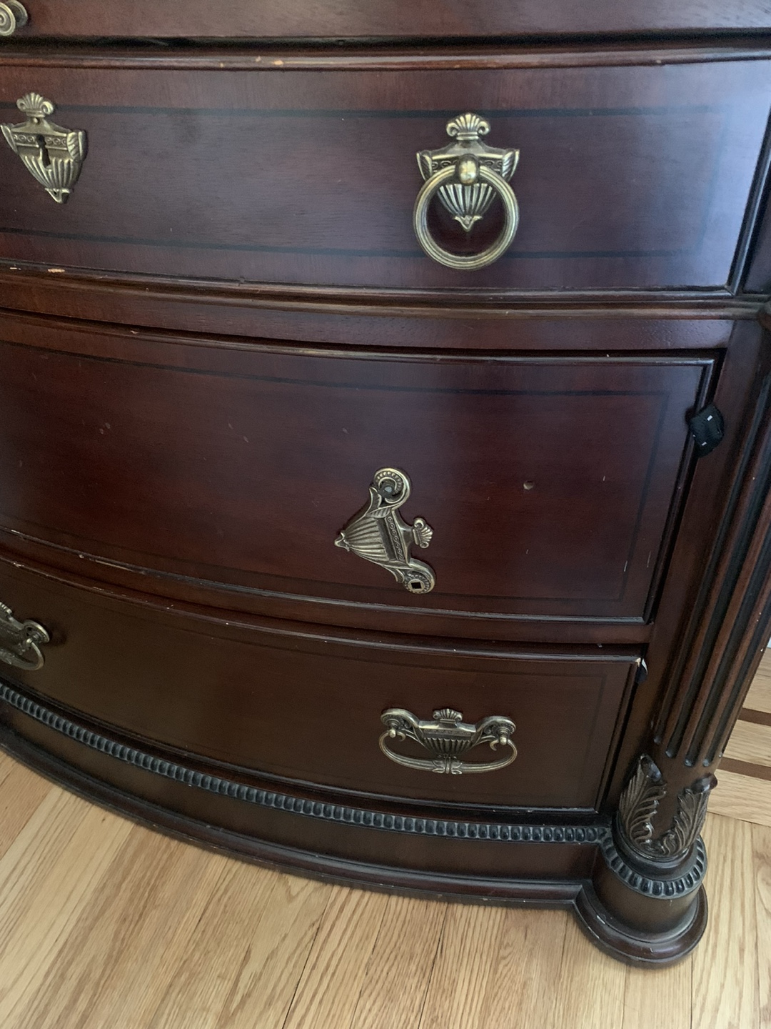Dark Wood Three-Drawer Nightstand - photo 3