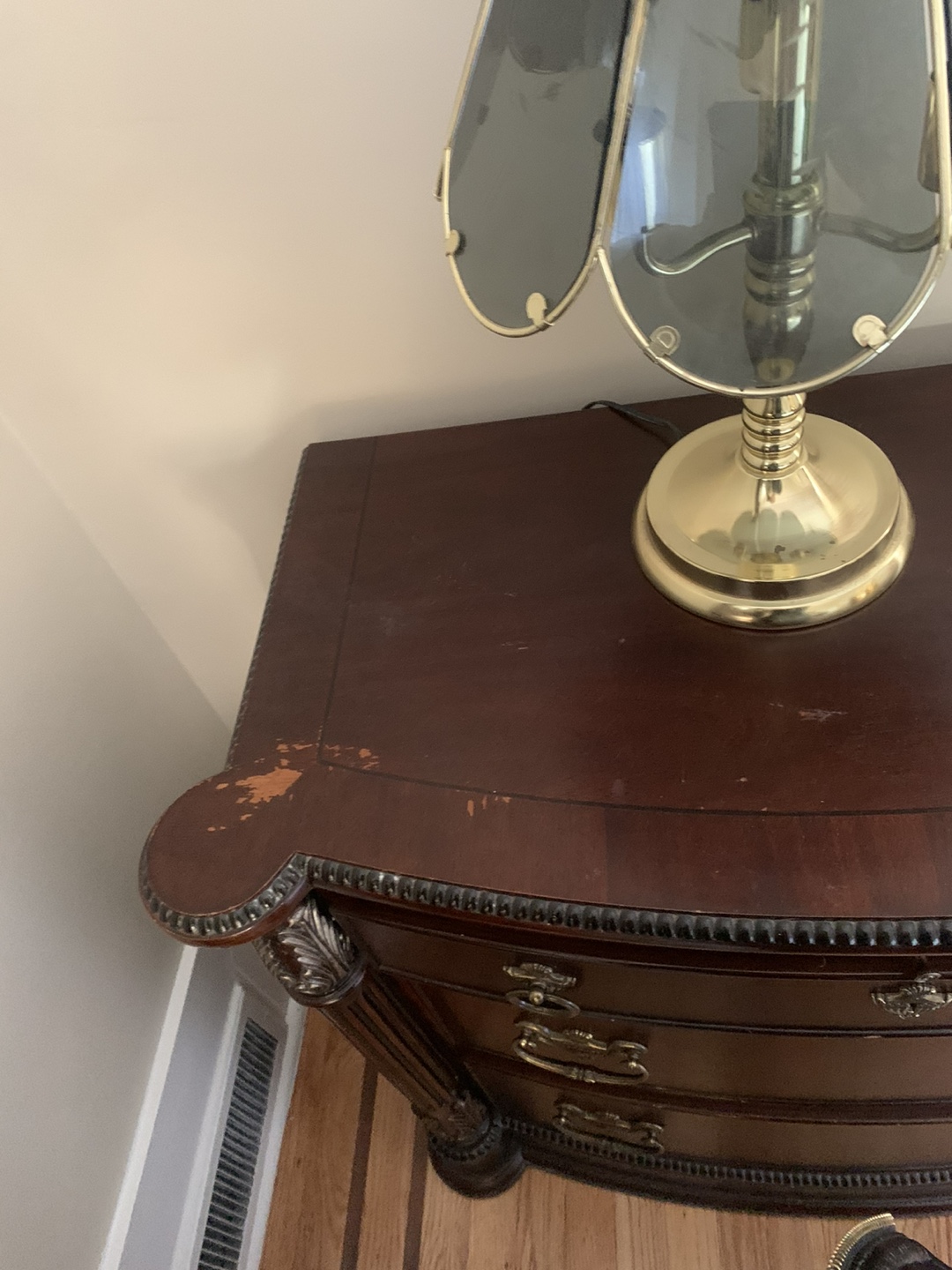 Dark Wood Three-Drawer Nightstand - photo 2