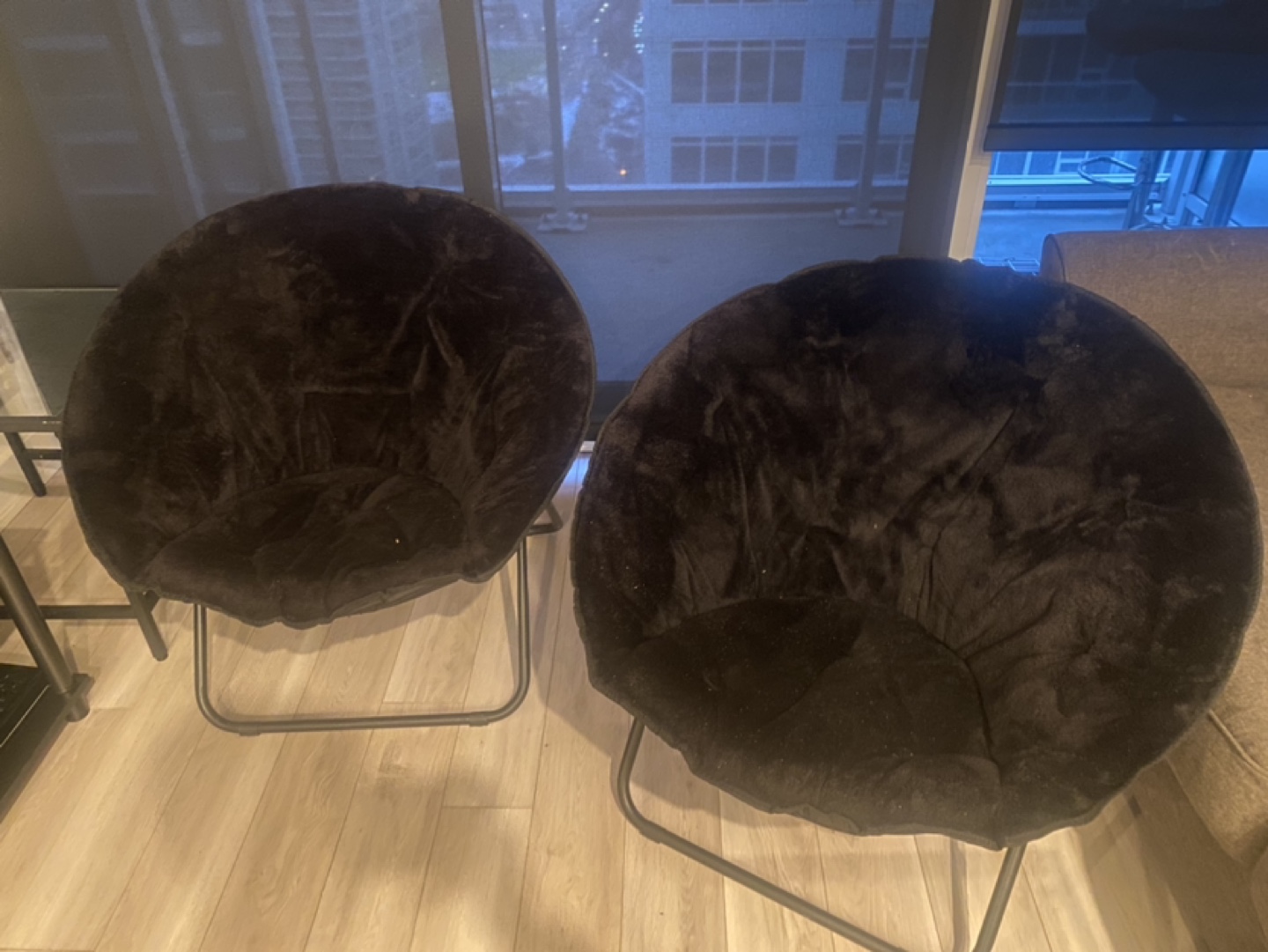 Two Mainstays Moon Chairs