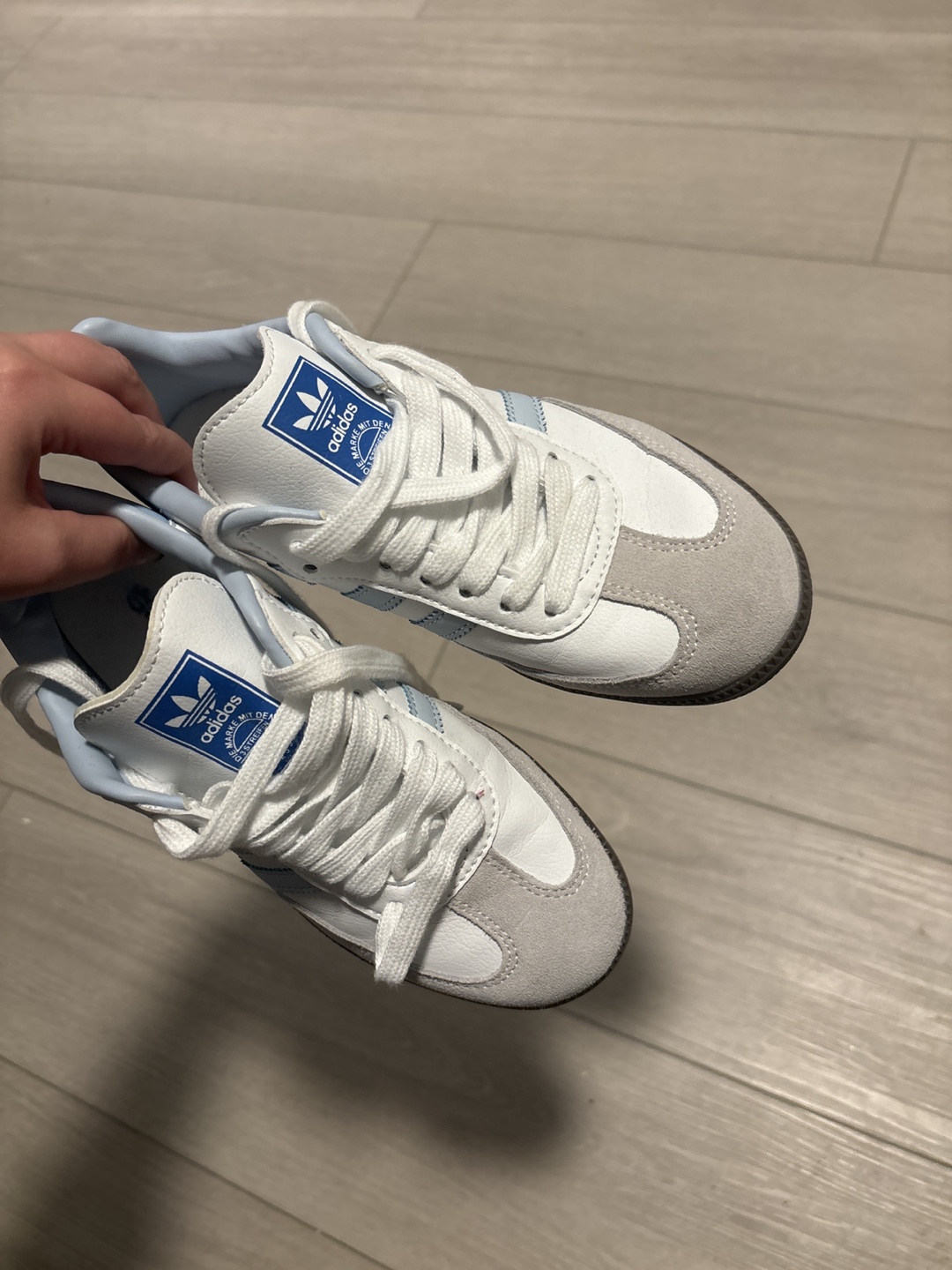 Adidas Samba Sneakers - White and Light Blue