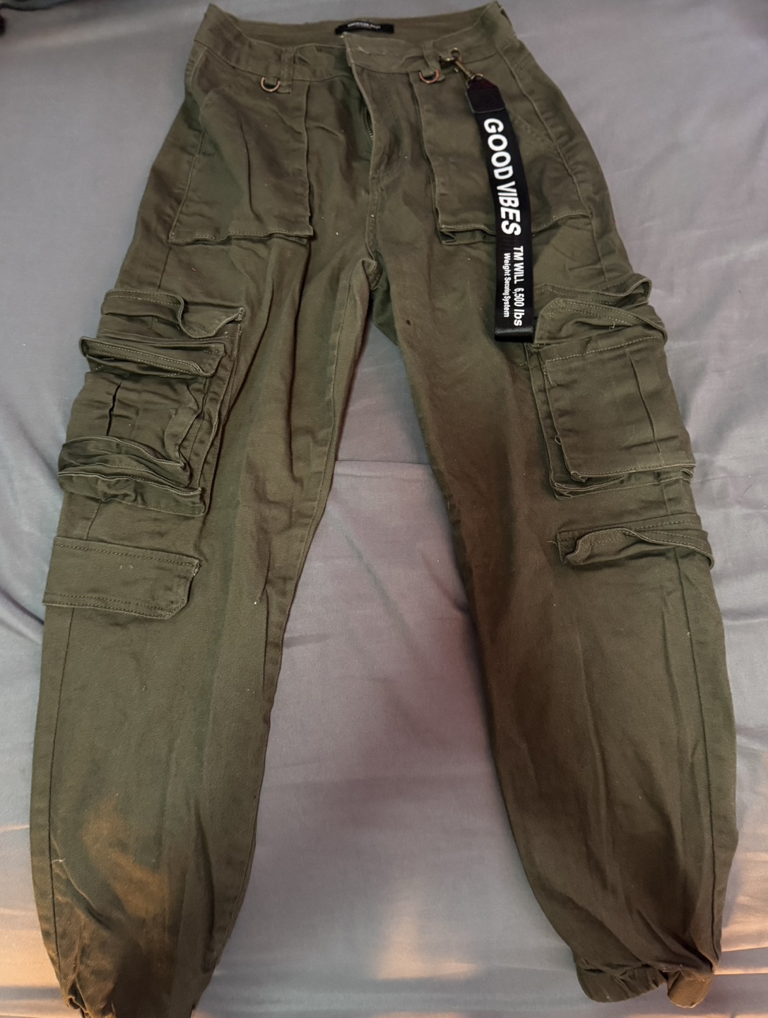 Women's Olive Green Cargo Pants with Drawstring