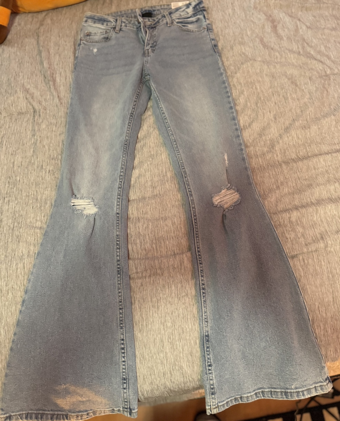 Light Wash Distressed Flare Jeans