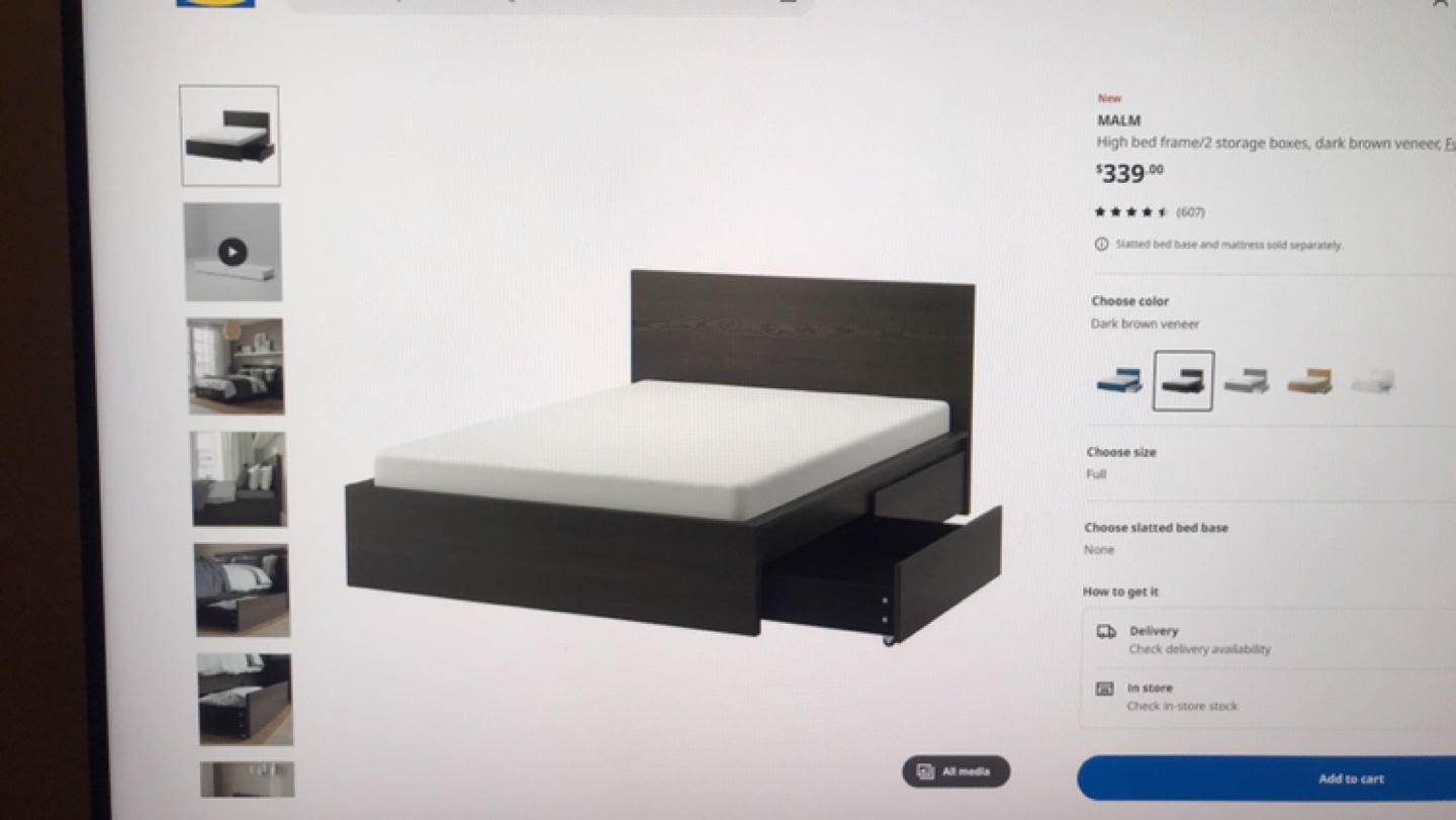 IKEA MALM Full-Size Bed Frame with Storage Drawers