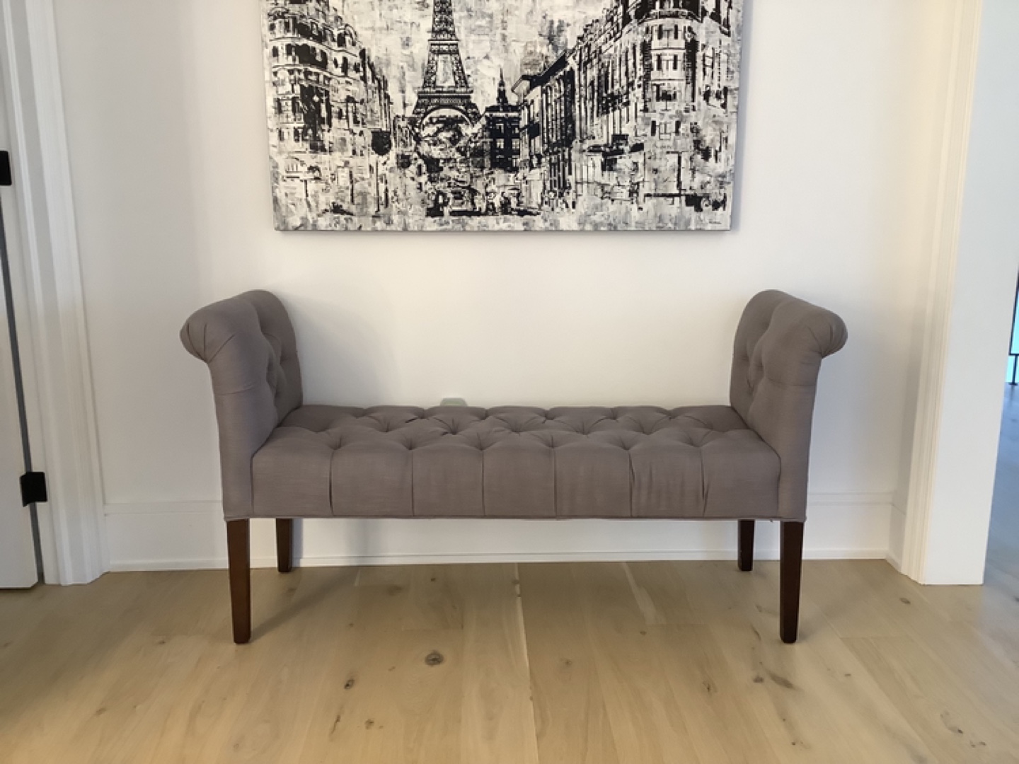 Grey Upholstered Bench