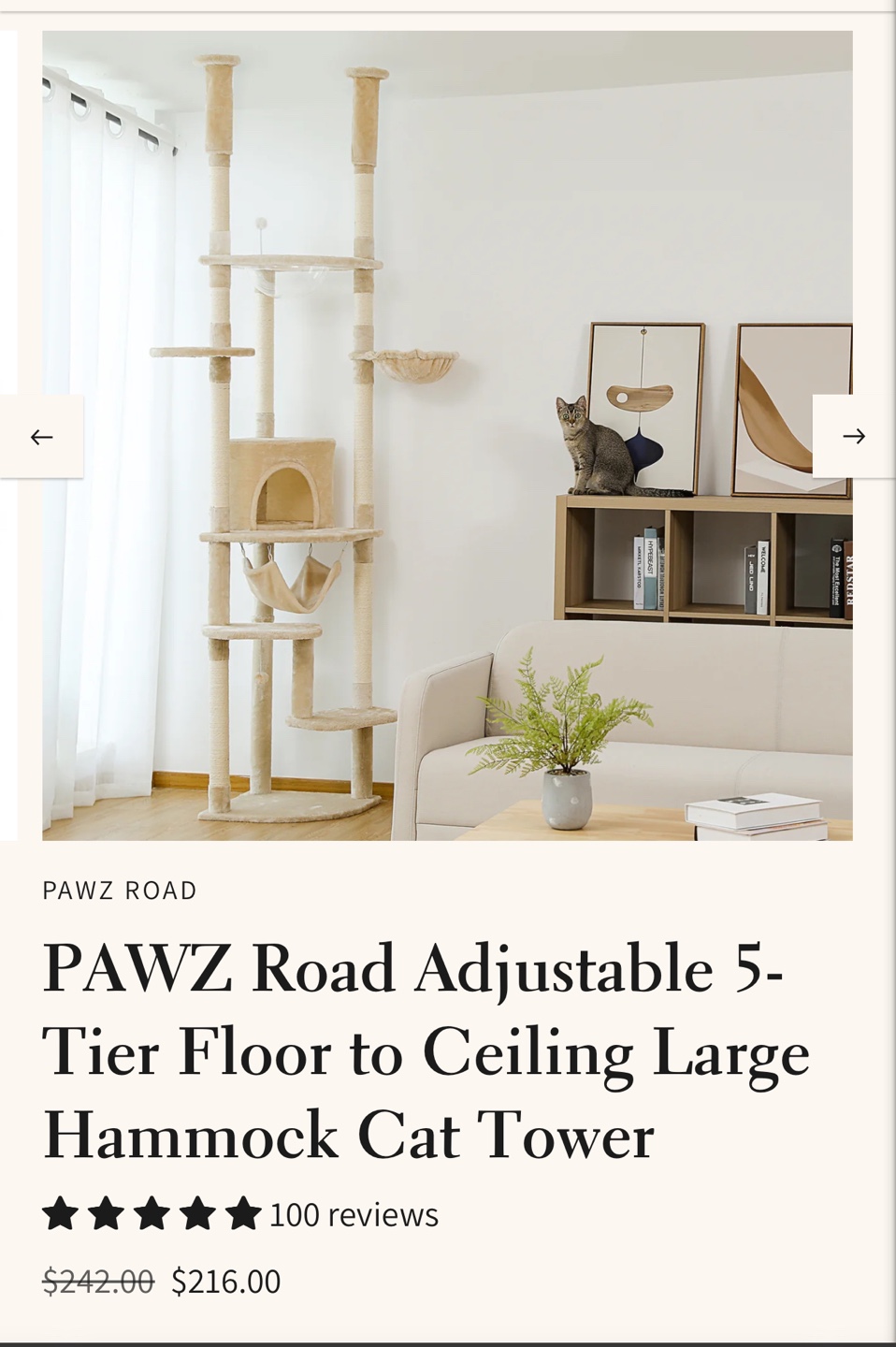 PAWZ Road Adjustable 5-Tier Cat Tree - photo 4