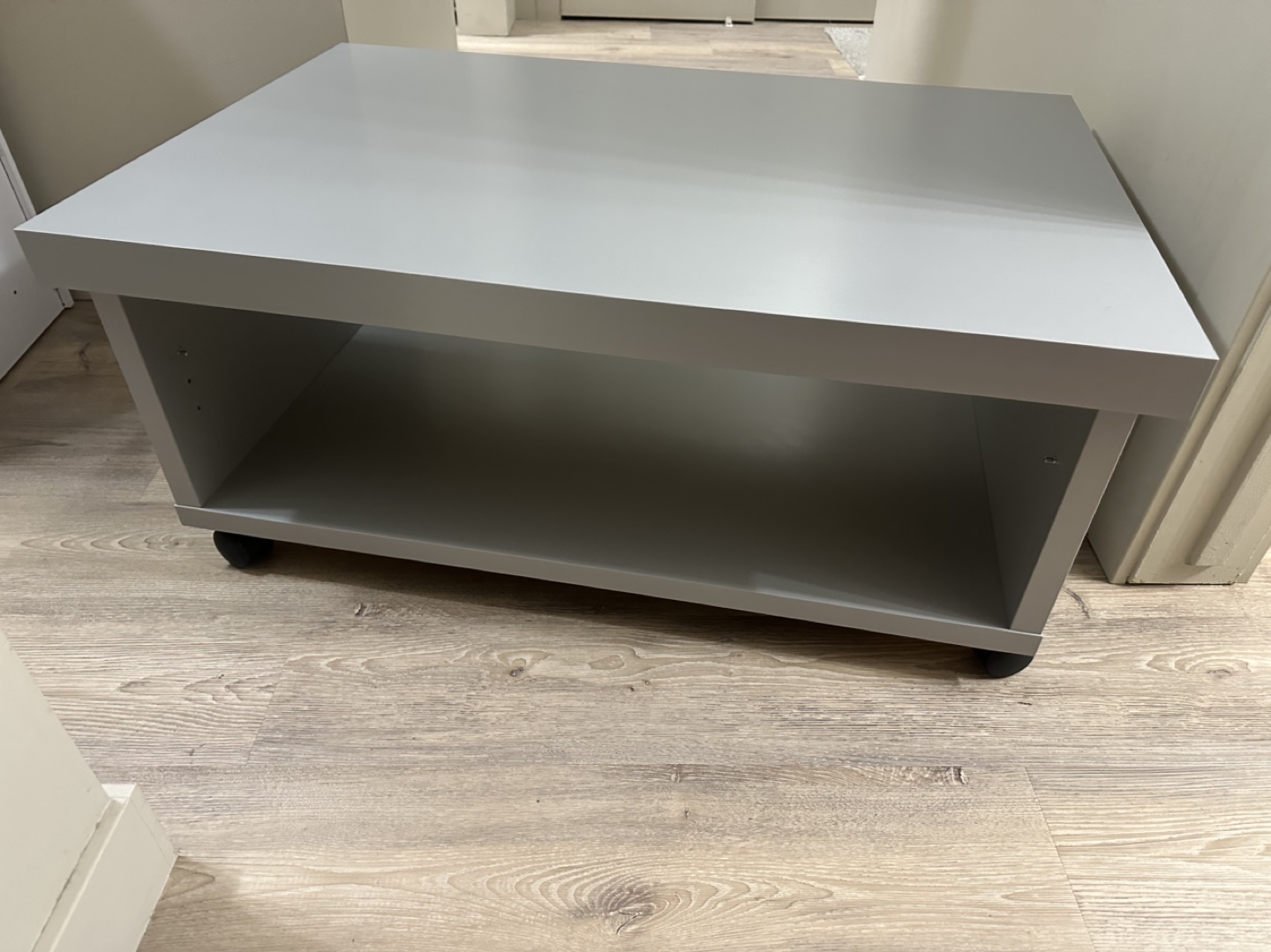 Grey Storage Coffee Table with Wheels - photo 2