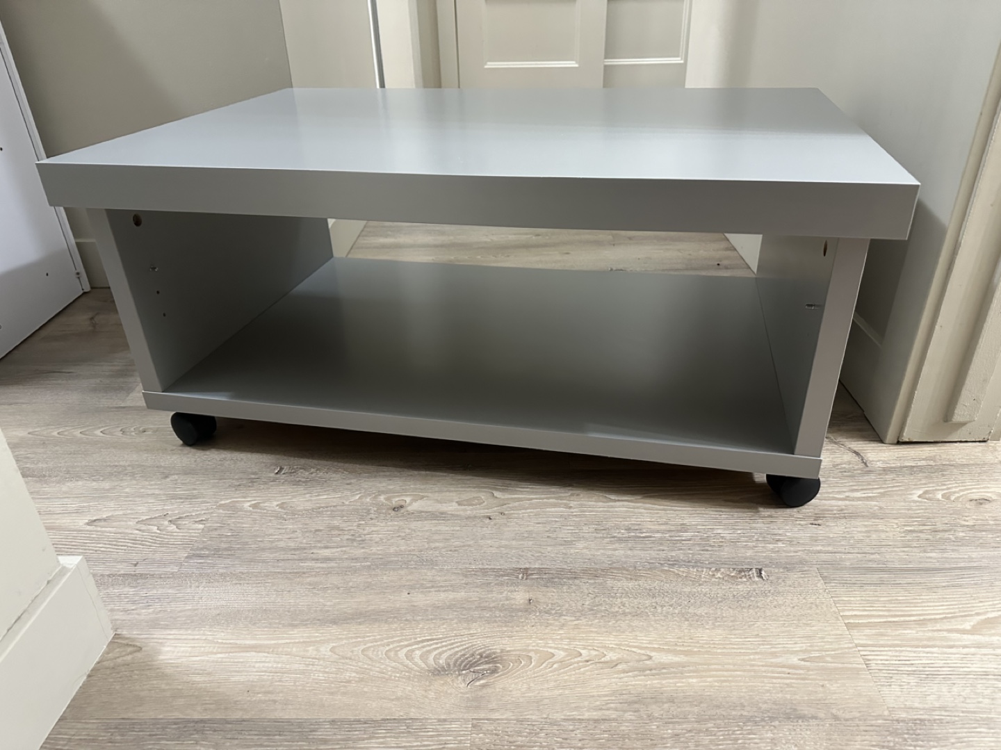 Grey Storage Coffee Table with Wheels
