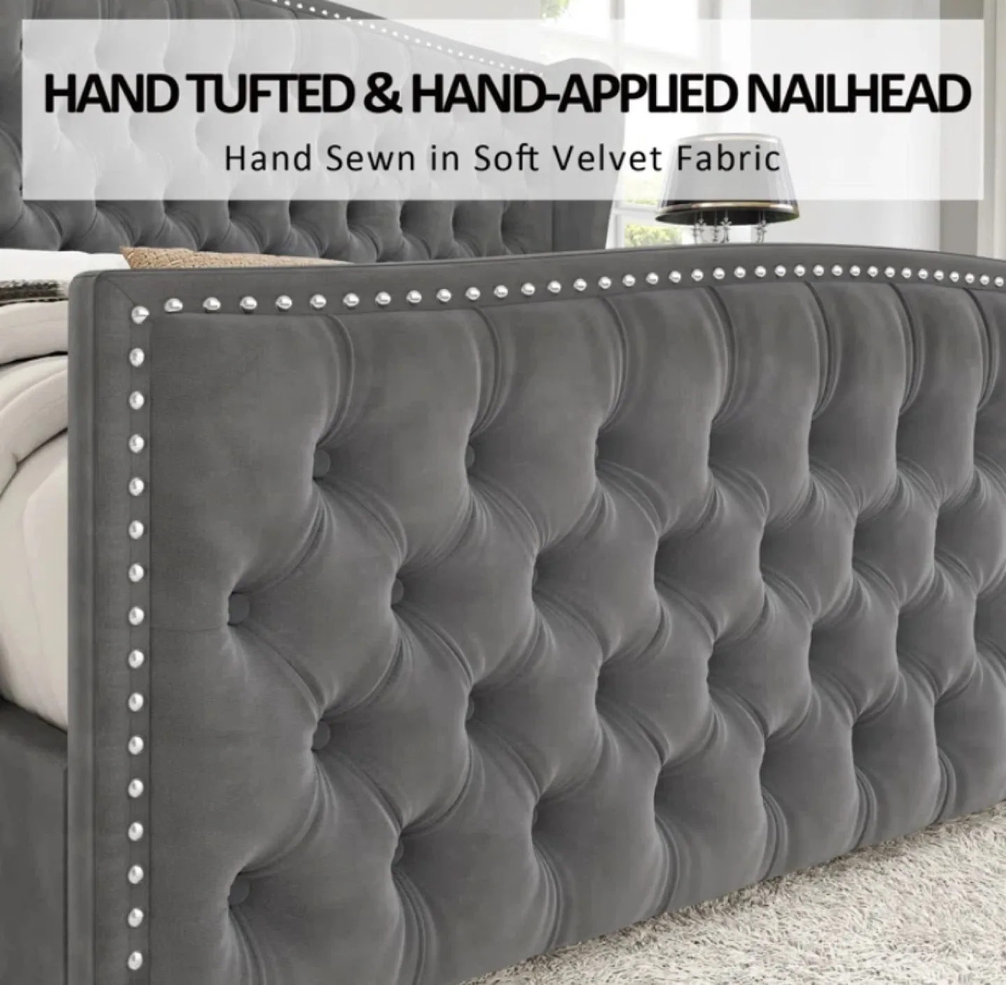 Tufted Upholstered Bed King Size - NEW image indicator(5)