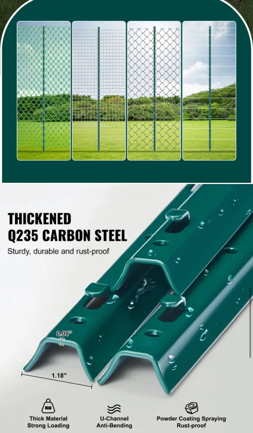 7 Feet Metal Fence Post T-Post Heavy Duty 2 Packs of 10 - NEW image indicator(8)