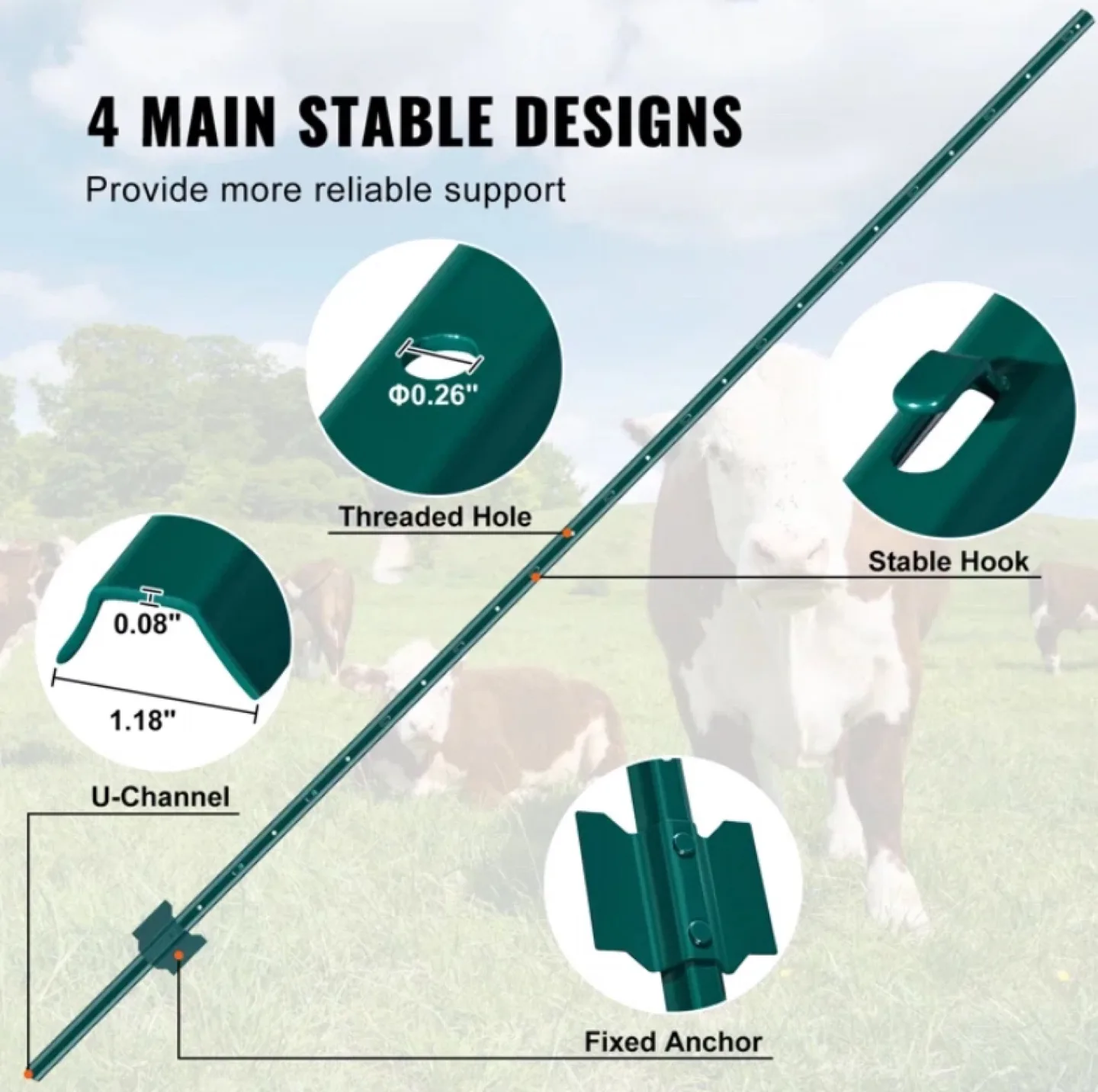 7 Feet Metal Fence Post T-Post Heavy Duty 2 Packs of 10 - NEW image indicator(9)