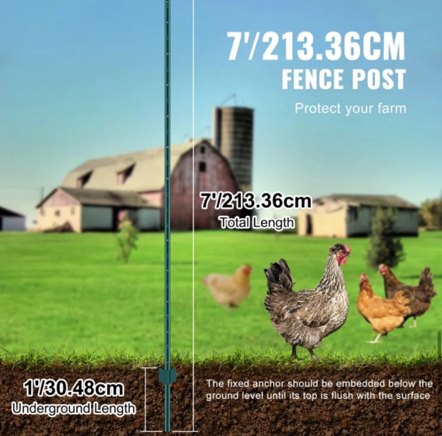 7 Feet Metal Fence Post T-Post Heavy Duty 2 Packs of 10 - NEW image indicator(7)