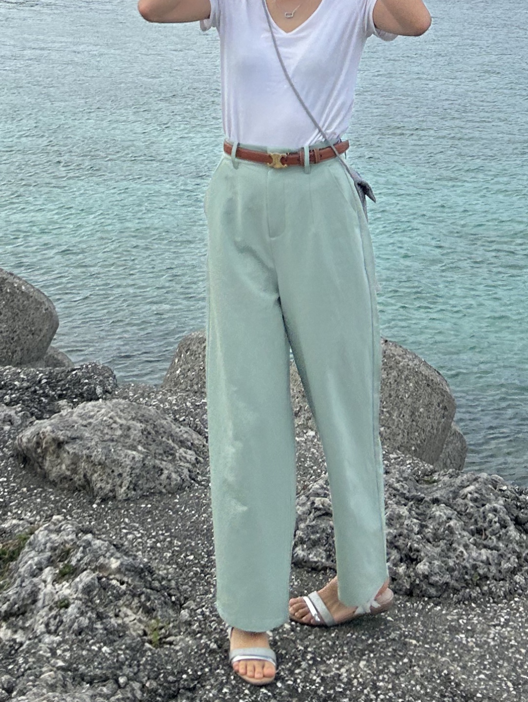 Sage Green Wide Leg Trousers