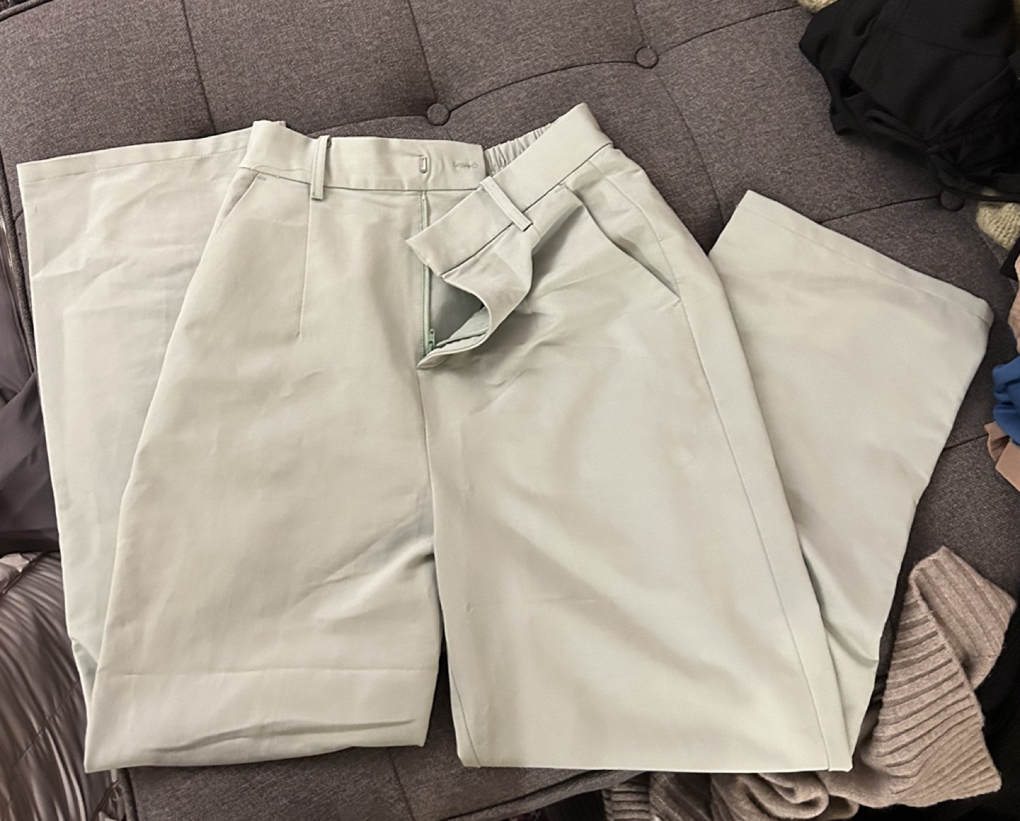 Sage Green Wide Leg Trousers - photo 3