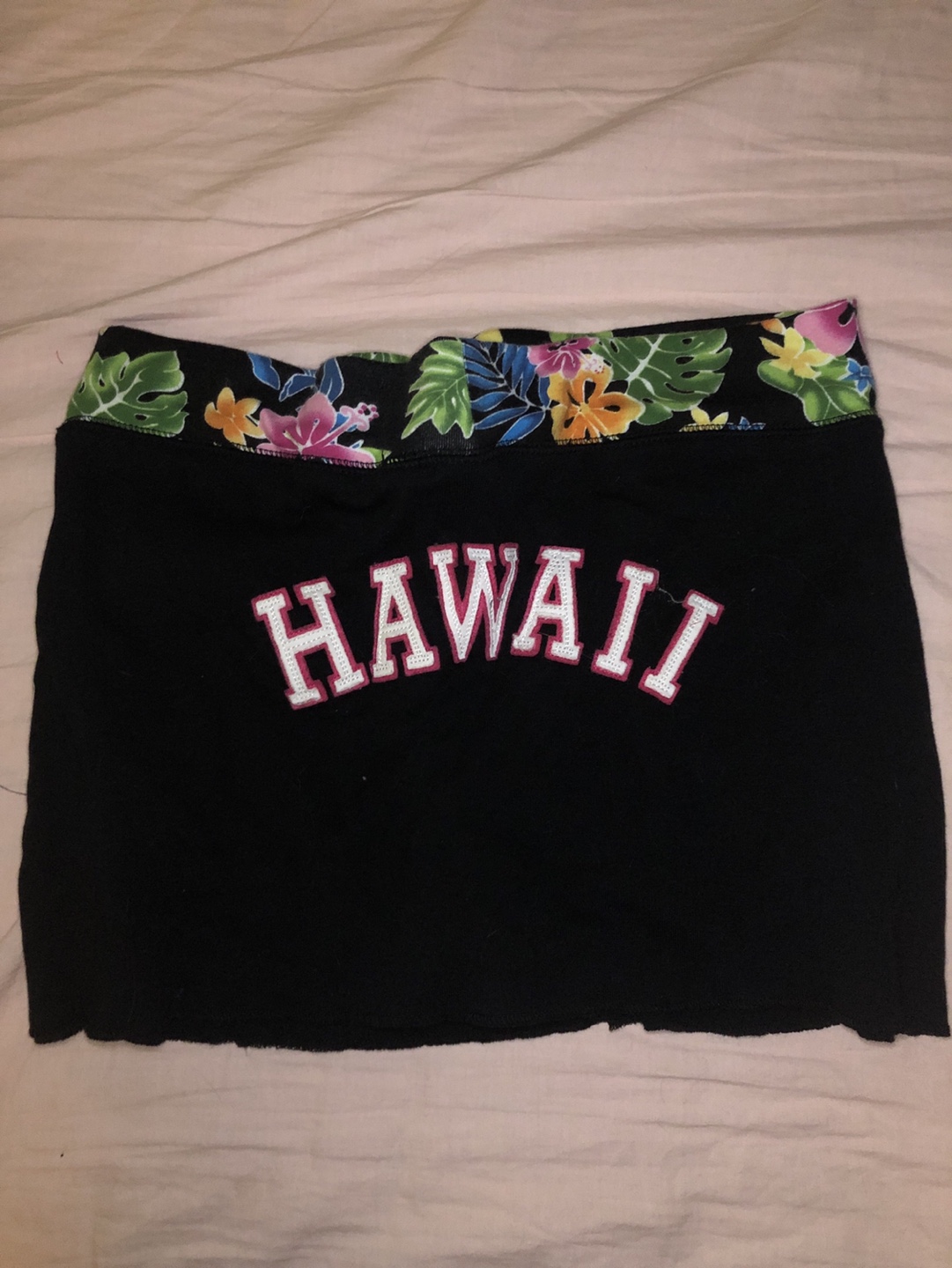 Hawaii Black Mini Skirt with Tropical Print