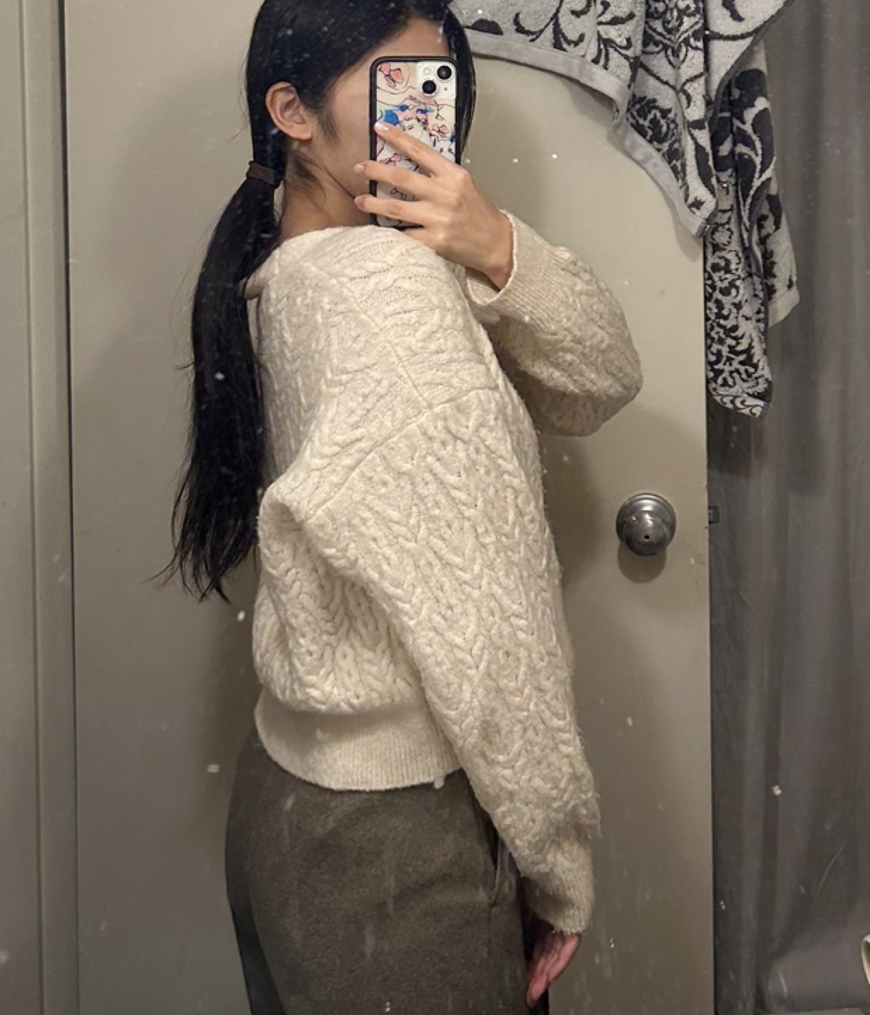 Cream Cable Knit Cardigan - Size M - photo 2